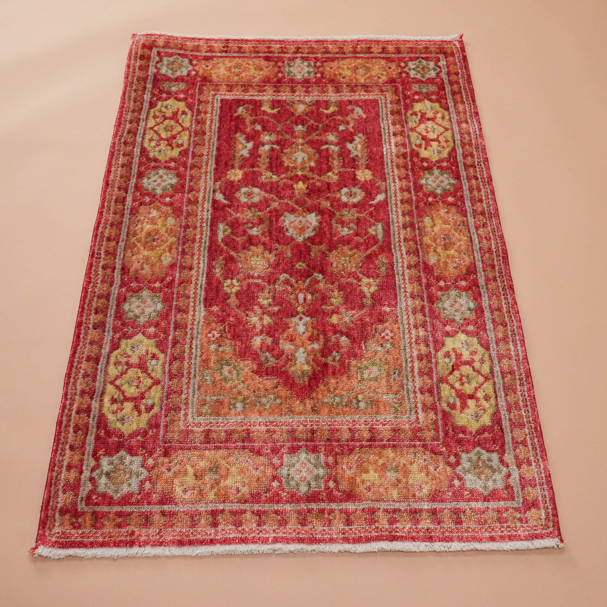 Tezgah Woven Tencel Red Seccade Rug