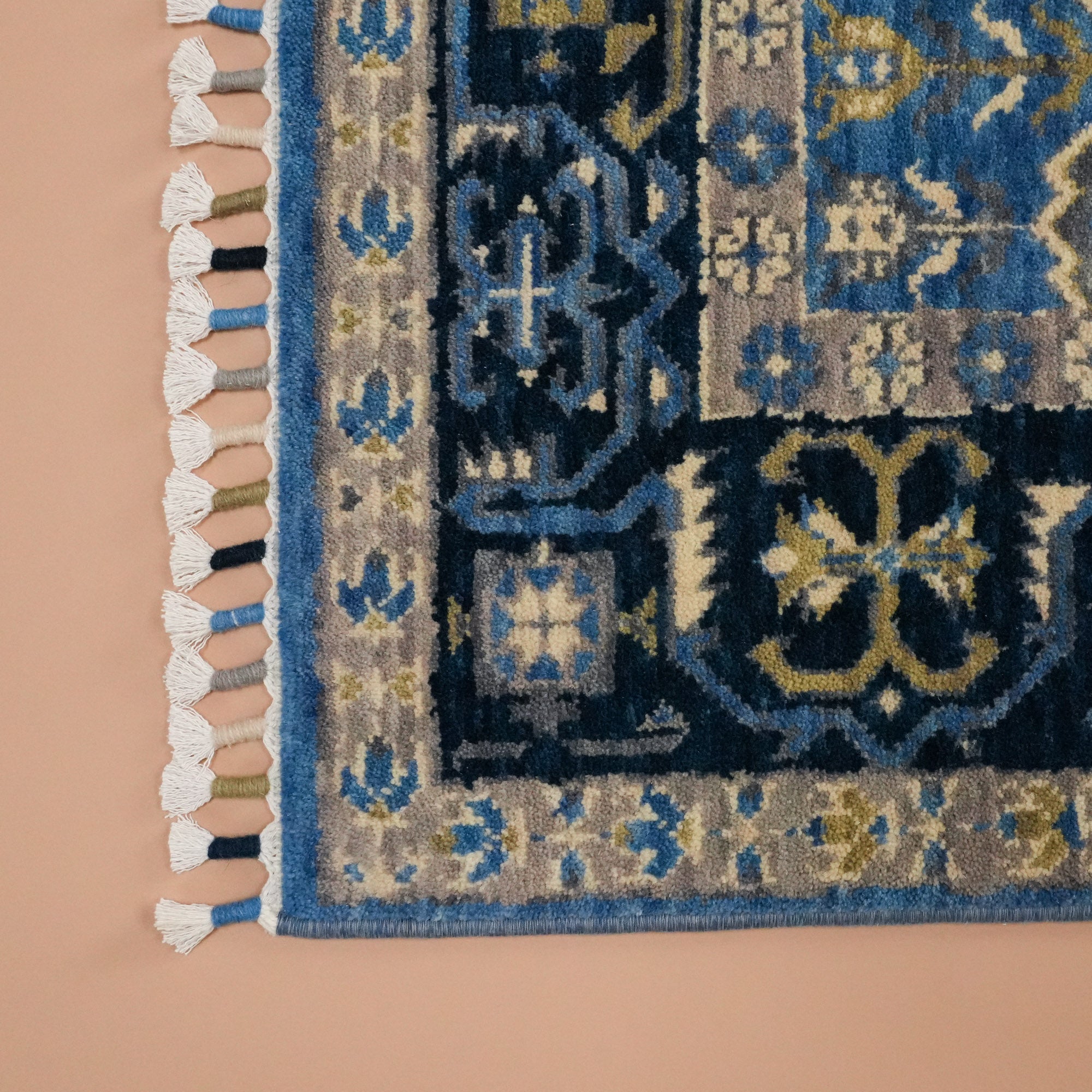 Tezgah Woven Wool Blue Prayer Rug Rug