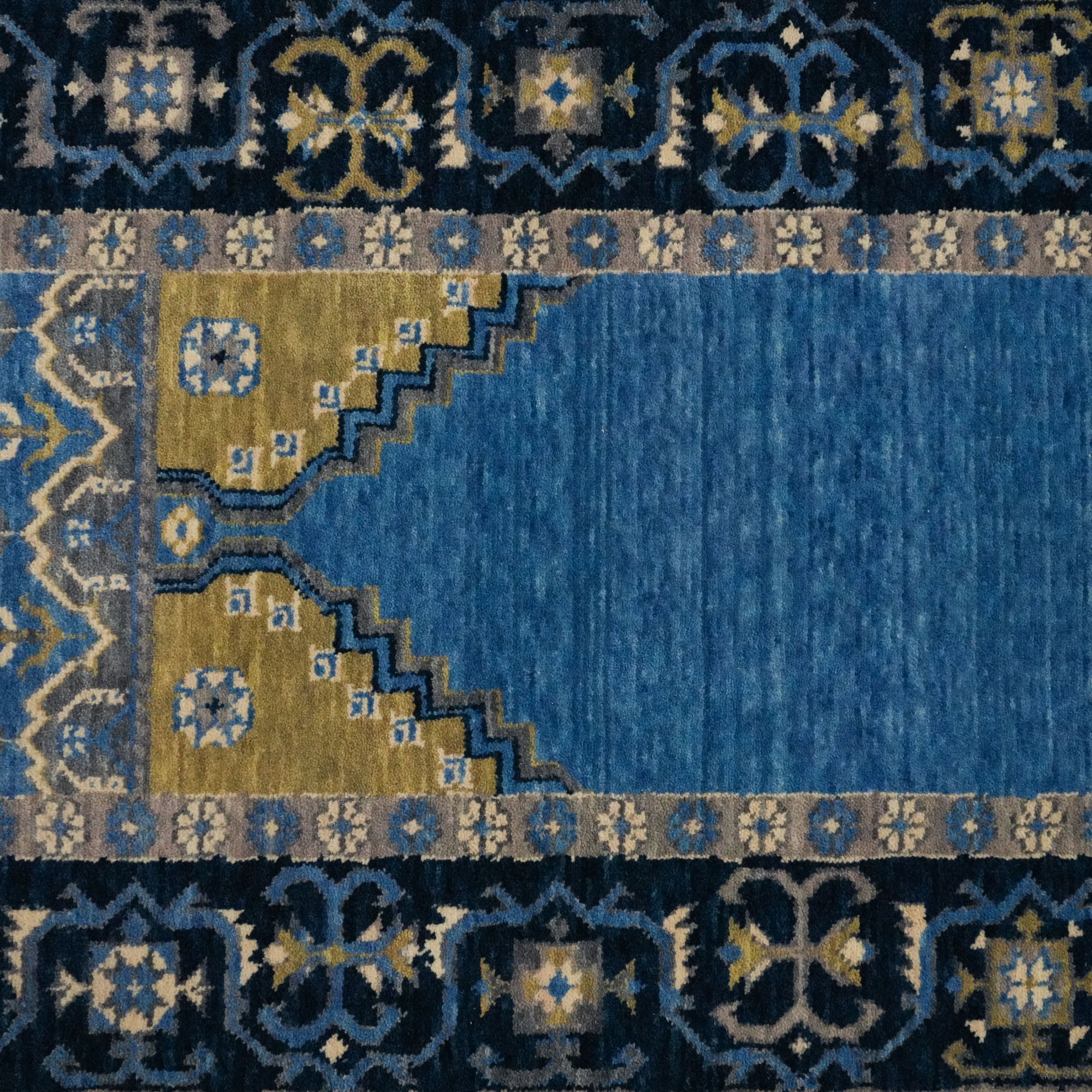 Tezgah Woven Wool Blue Prayer Rug Rug