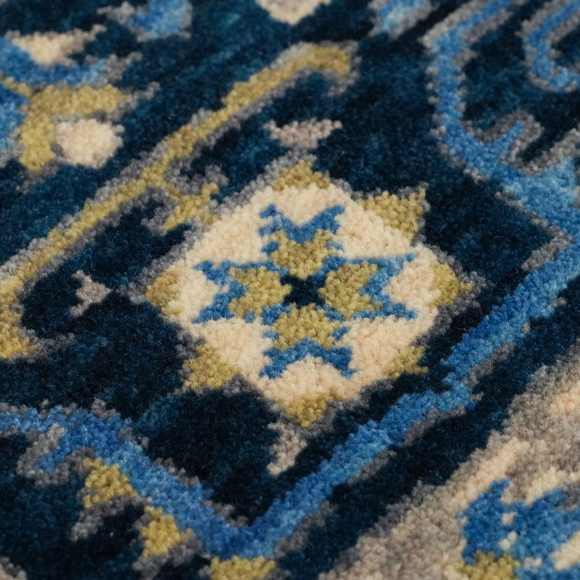 Tezgah Woven Wool Blue Prayer Rug Rug