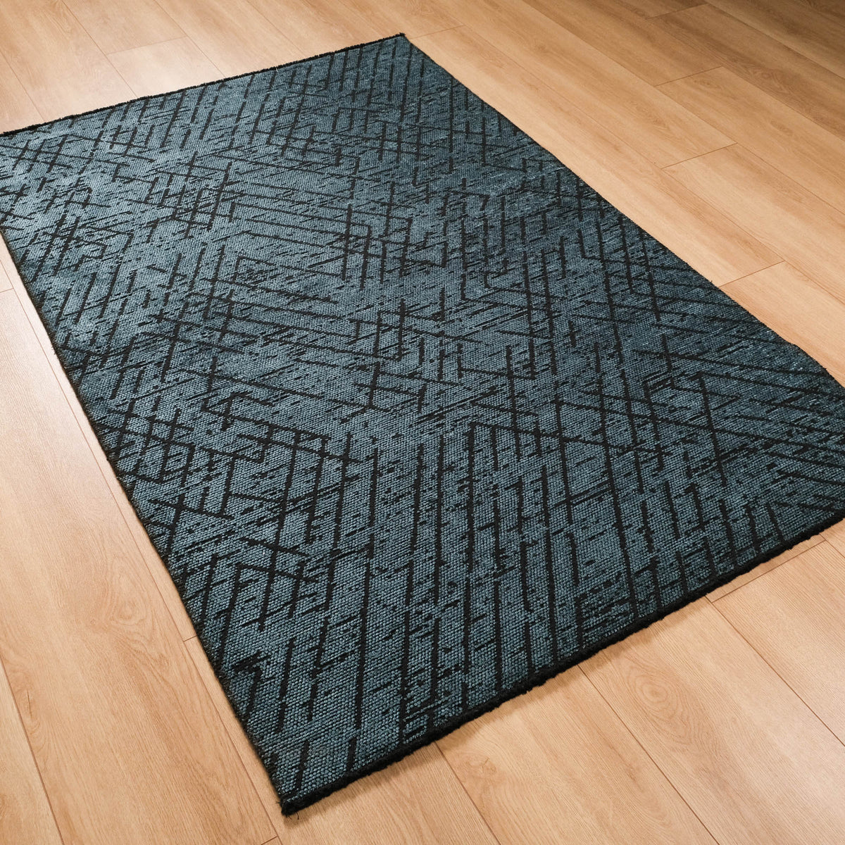 Tribal Serisi Geometrik Desenli Makine Dokuma Halı, lacivert, 80x150 – 200x290 cm — Halıcızade
