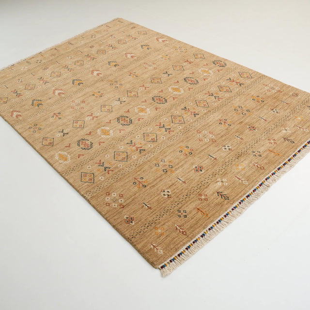 Urkum Serisi Otantik Desenli Bej Yün Tezgah Dokuma Halı, 60x90 – 230x330 cm — Halıcızade