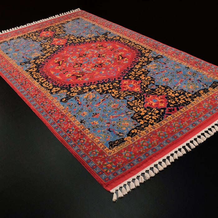 Uşak Üretim Madalyon Desenli Kök Boyalı Yün Halı, rengarenk, 204x349 cm — Halıcızade
