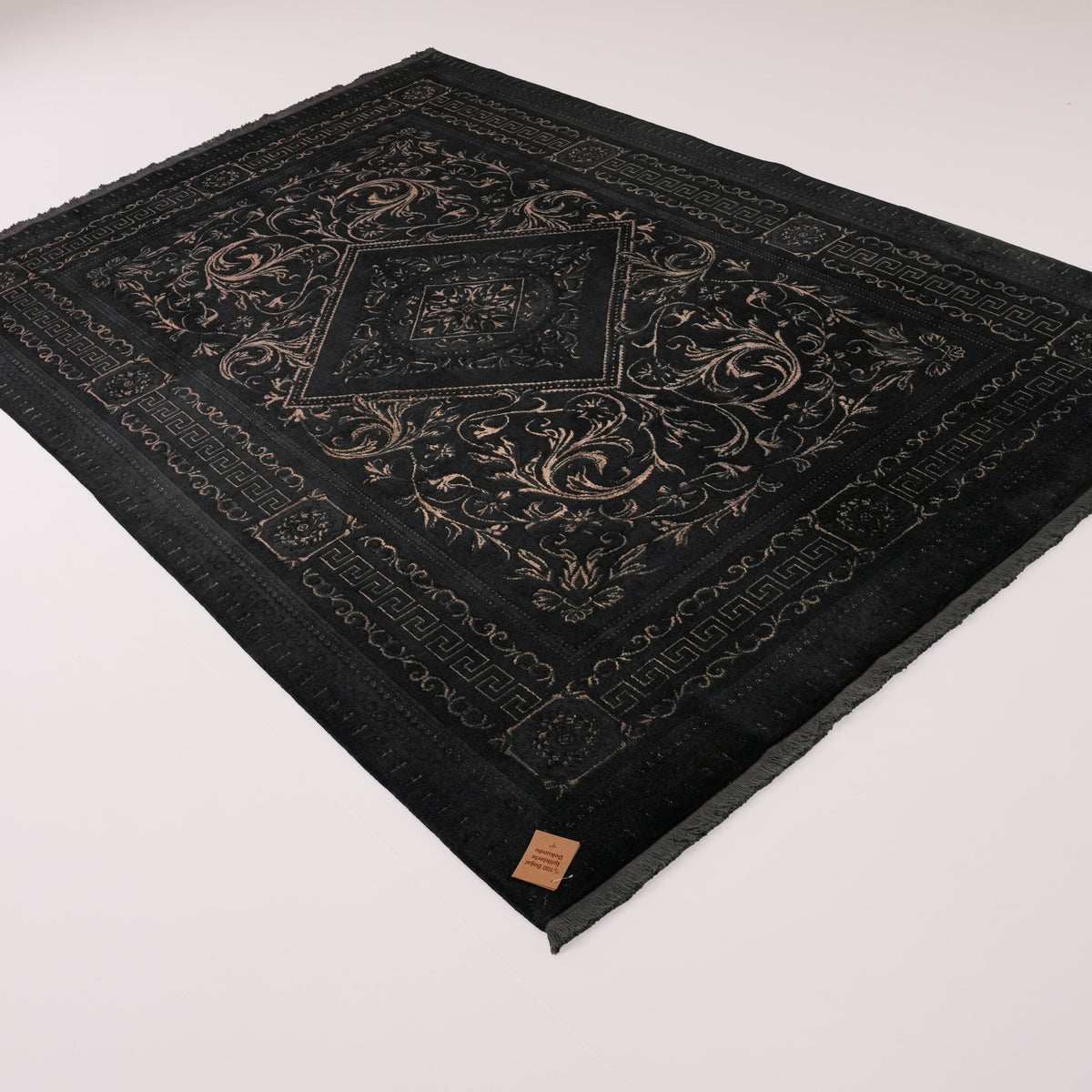 Versace Serisi El Dokuma Versace Desenli Siyah İpekli Halı, 200x300 cm — Halıcızade