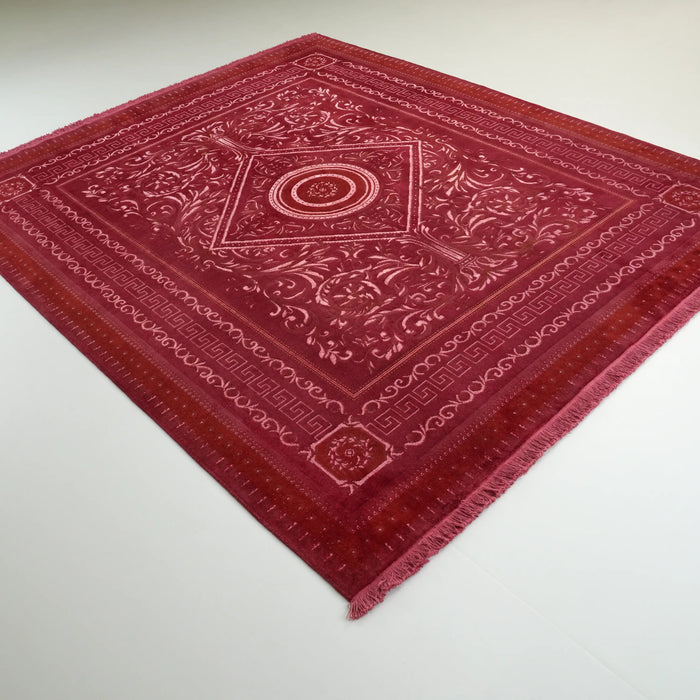 Versace Serisi El Dokuma Versace Desenli İpekli Kırmızı Halı, 250x300 cm — Halıcızade