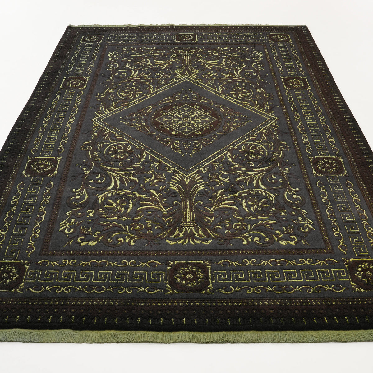Versace Serisi El Dokuma Versace Desenli Siyah İpekli Halı — 200x300 cm