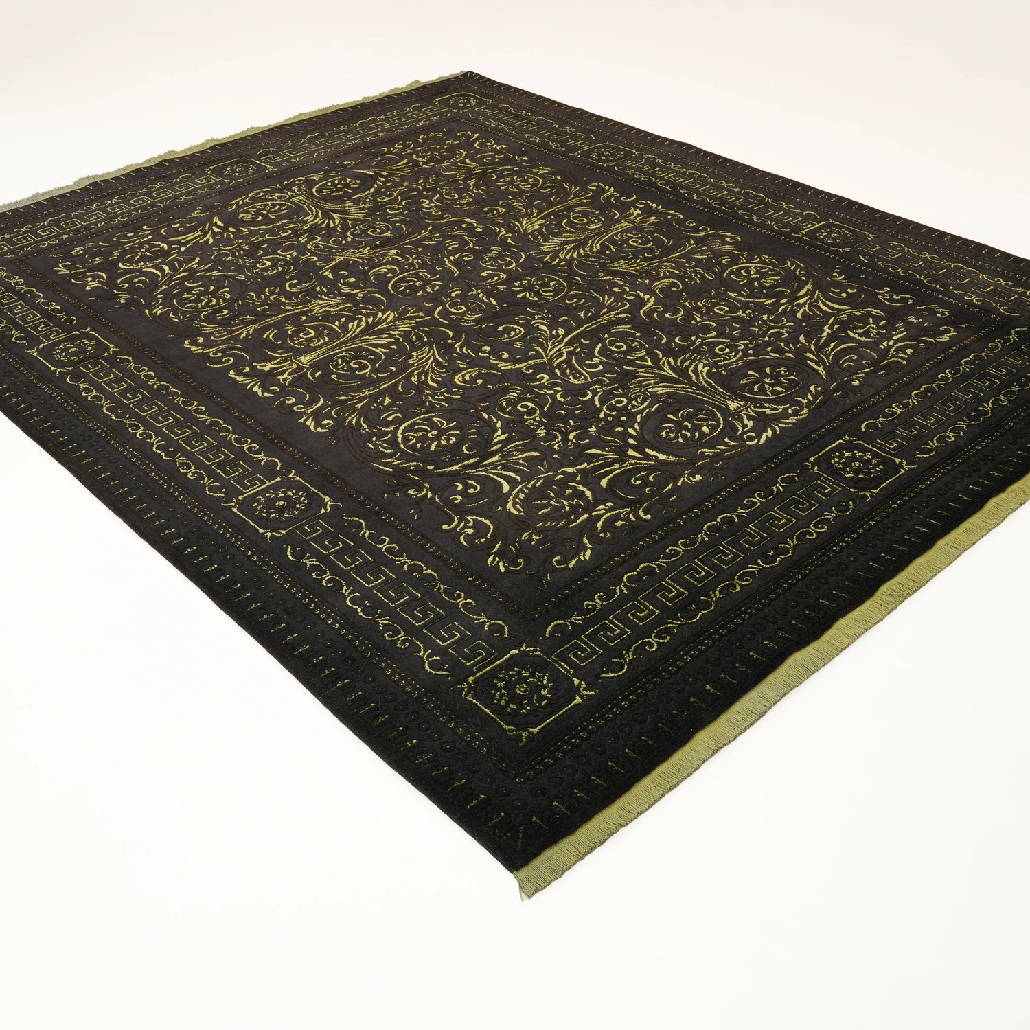 Versace Serisi İpekli El Dokuma Versace Desenli Siyah Halı, 250x300 cm — Halıcızade