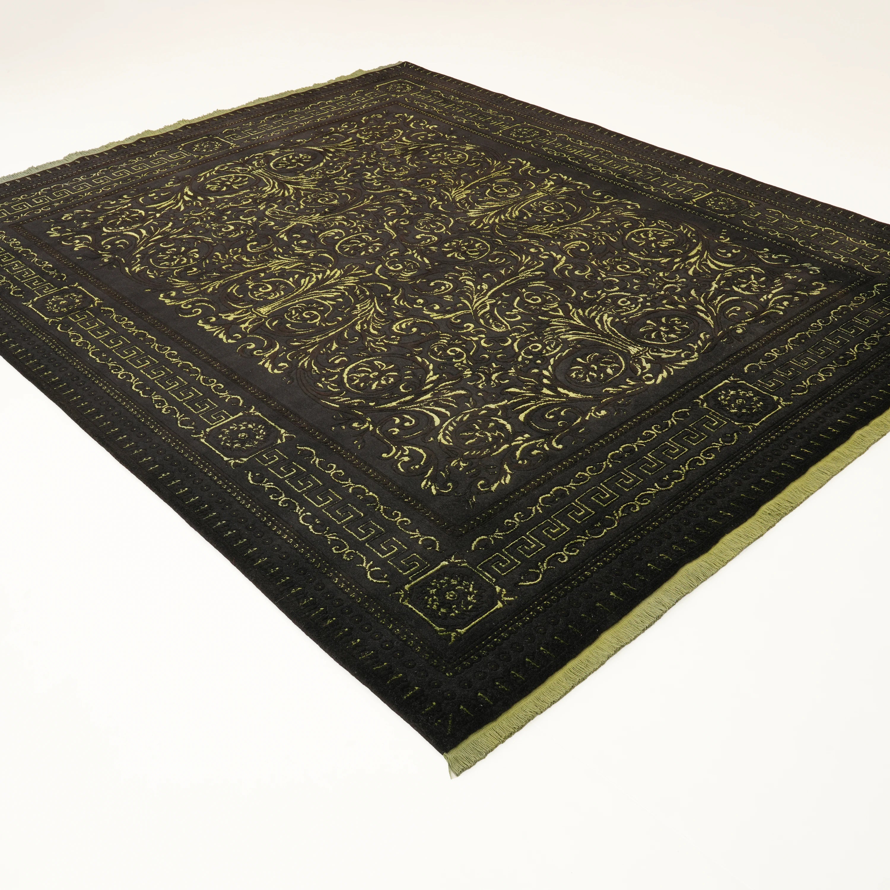 Versace Series Silk Handwoven Versace Patterned Black Rug