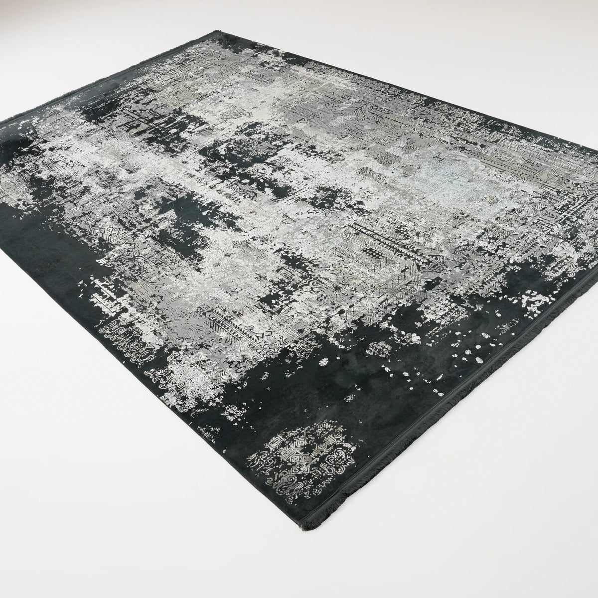 Vintage Desenli Antrasit Viskon Halı, 200x290 – 240x340 cm — Halıcızade