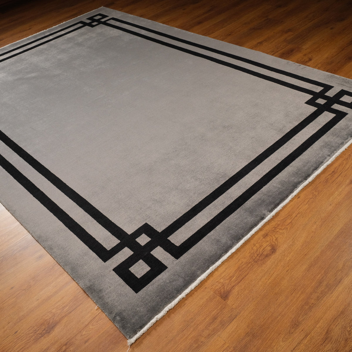 Vogue Serisi Çerçeve Desenli Tezgah Dokuma Halı, gri, 200x300 cm — Halıcızade