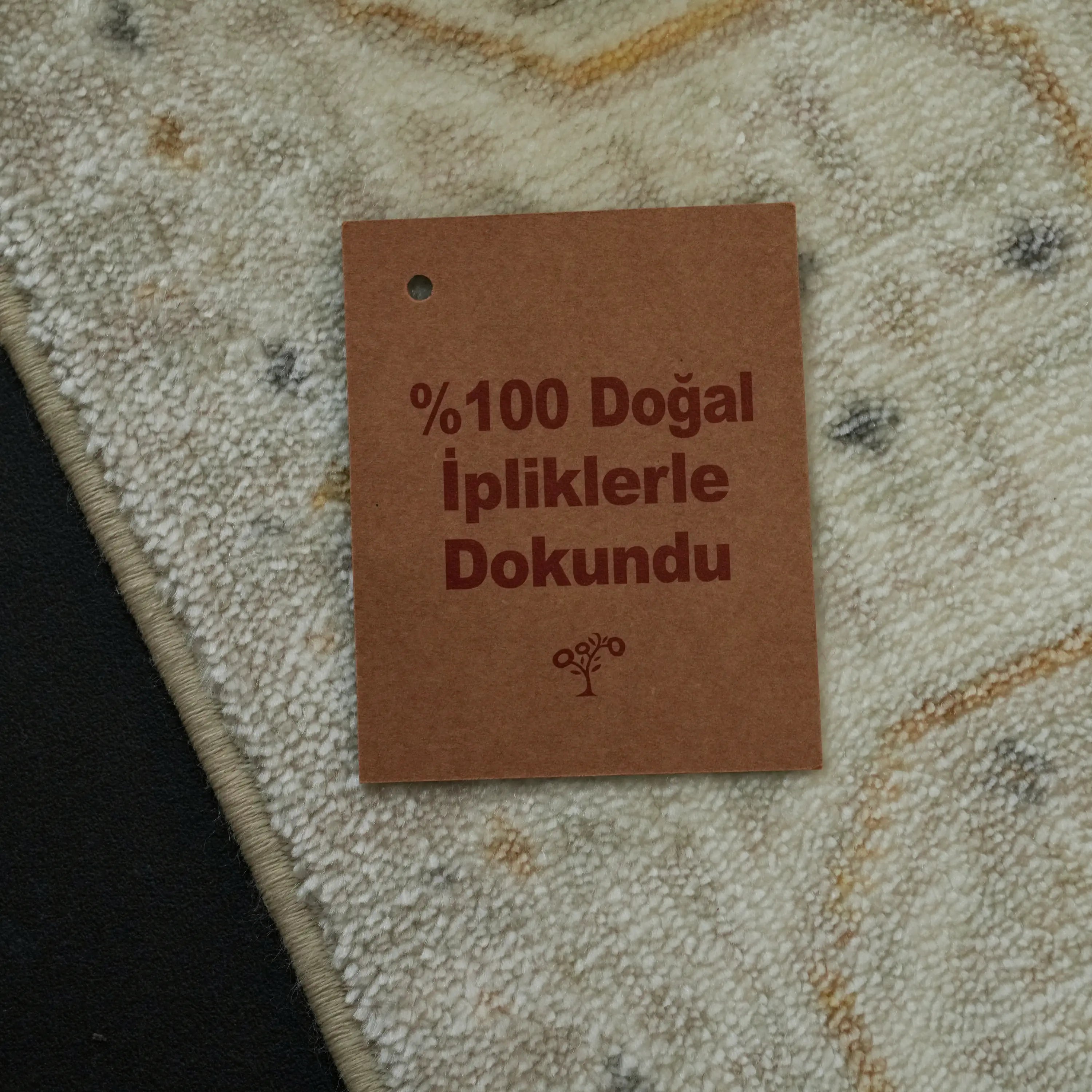 Zade Series Afghan Pattern Cream Tencel Loom-Woven Rug