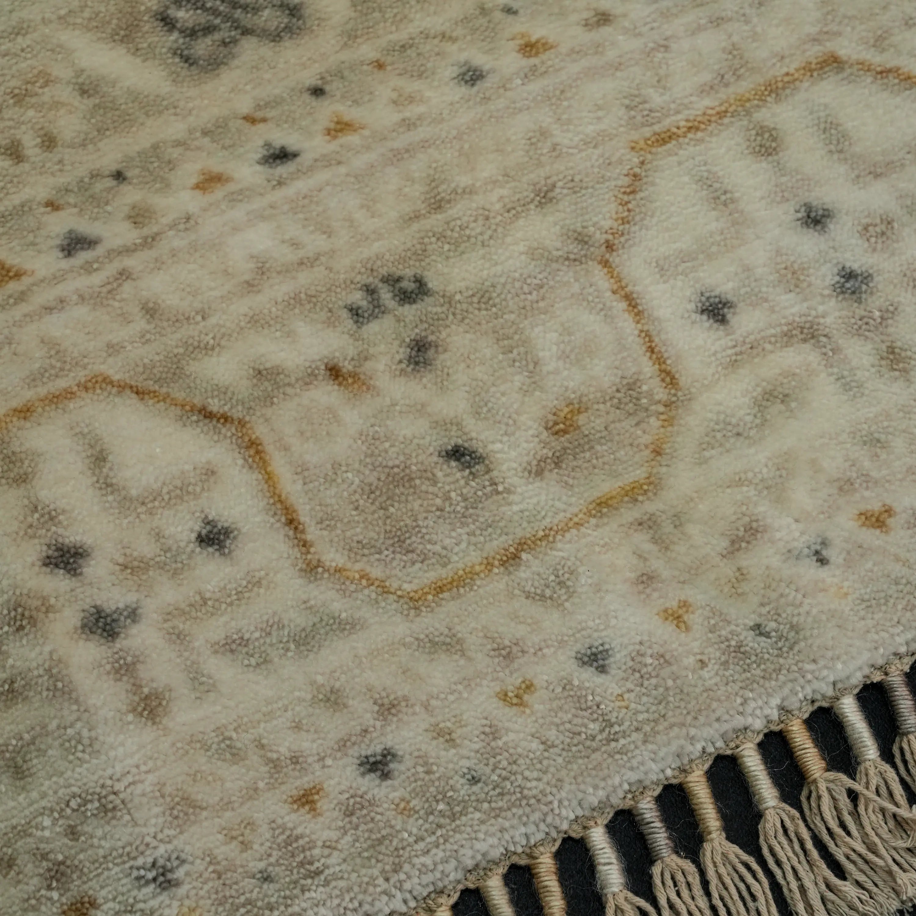 Zade Series Afghan Pattern Cream Tencel Loom-Woven Rug