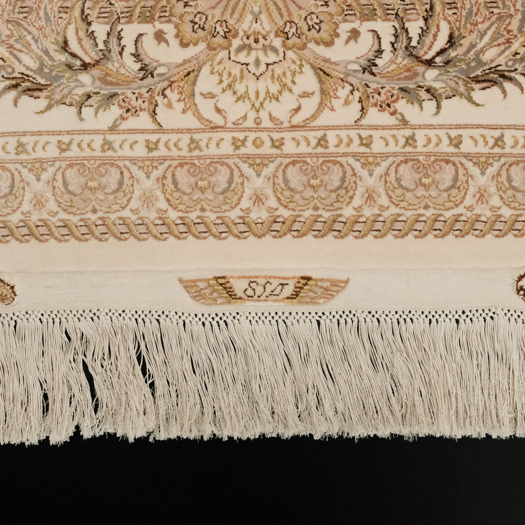 Zâde Series Floral Patterned Silk Hand-Woven Cream Carpet