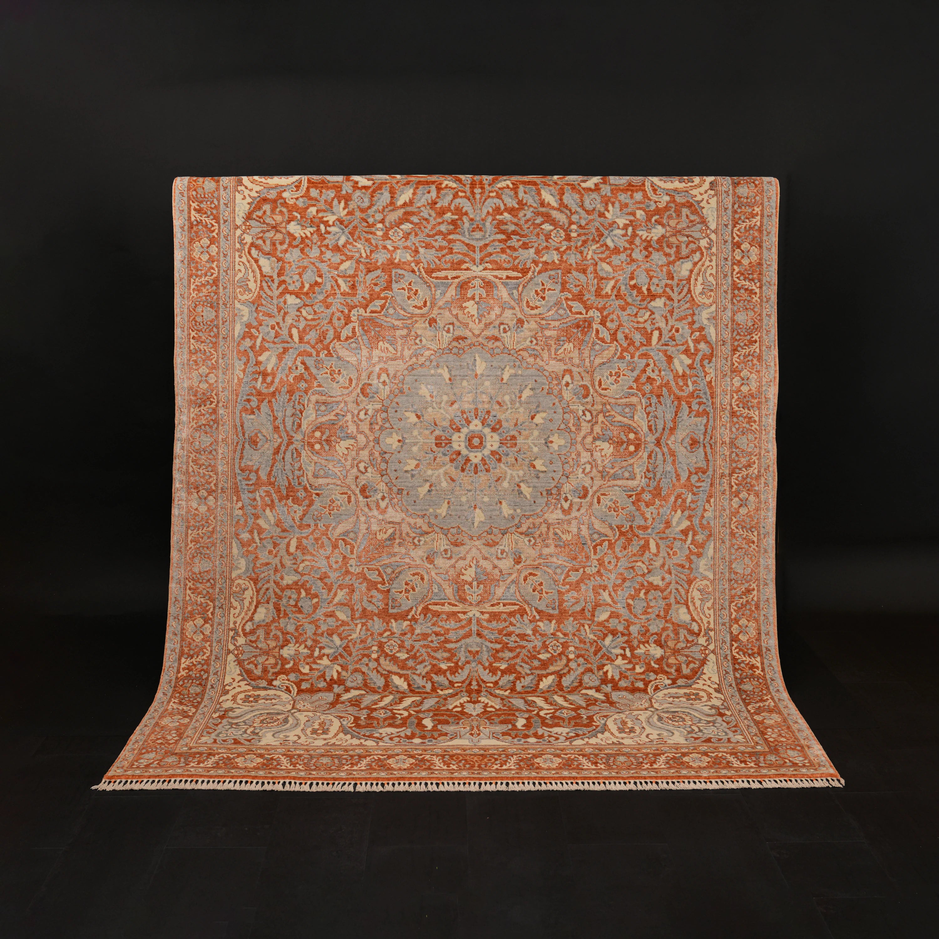 Zade Series Floral Patterned Terra Loom-Woven Natural Rug