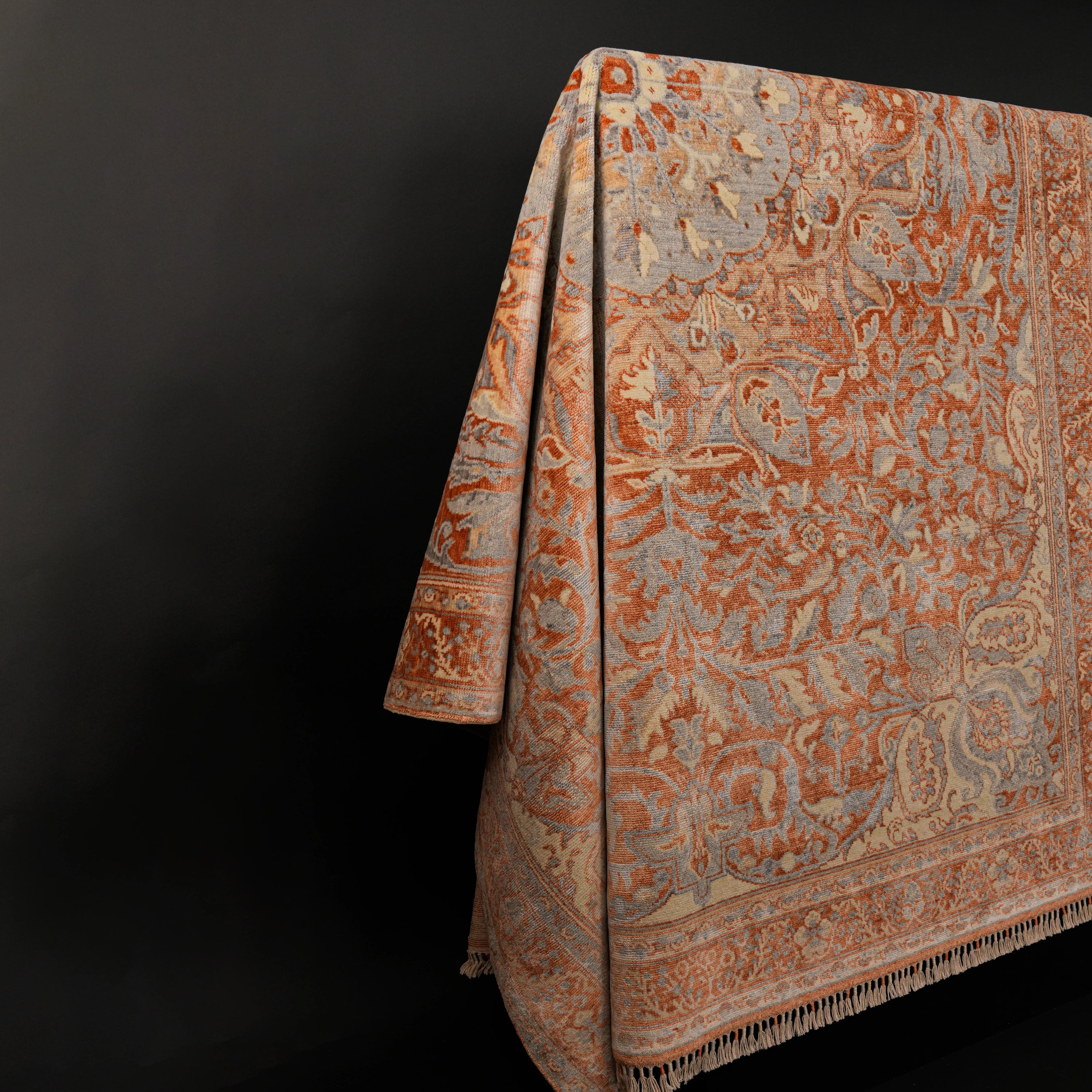 Zade Series Floral Patterned Terra Loom-Woven Natural Rug