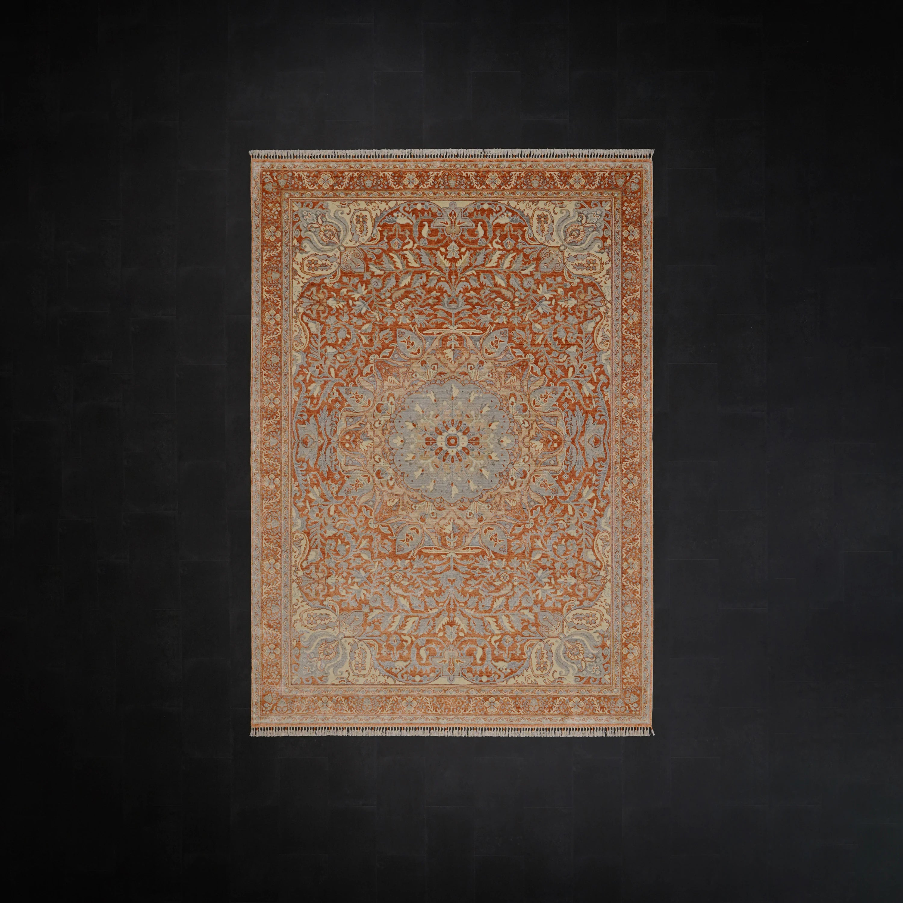 Zade Series Floral Patterned Terra Loom-Woven Natural Rug