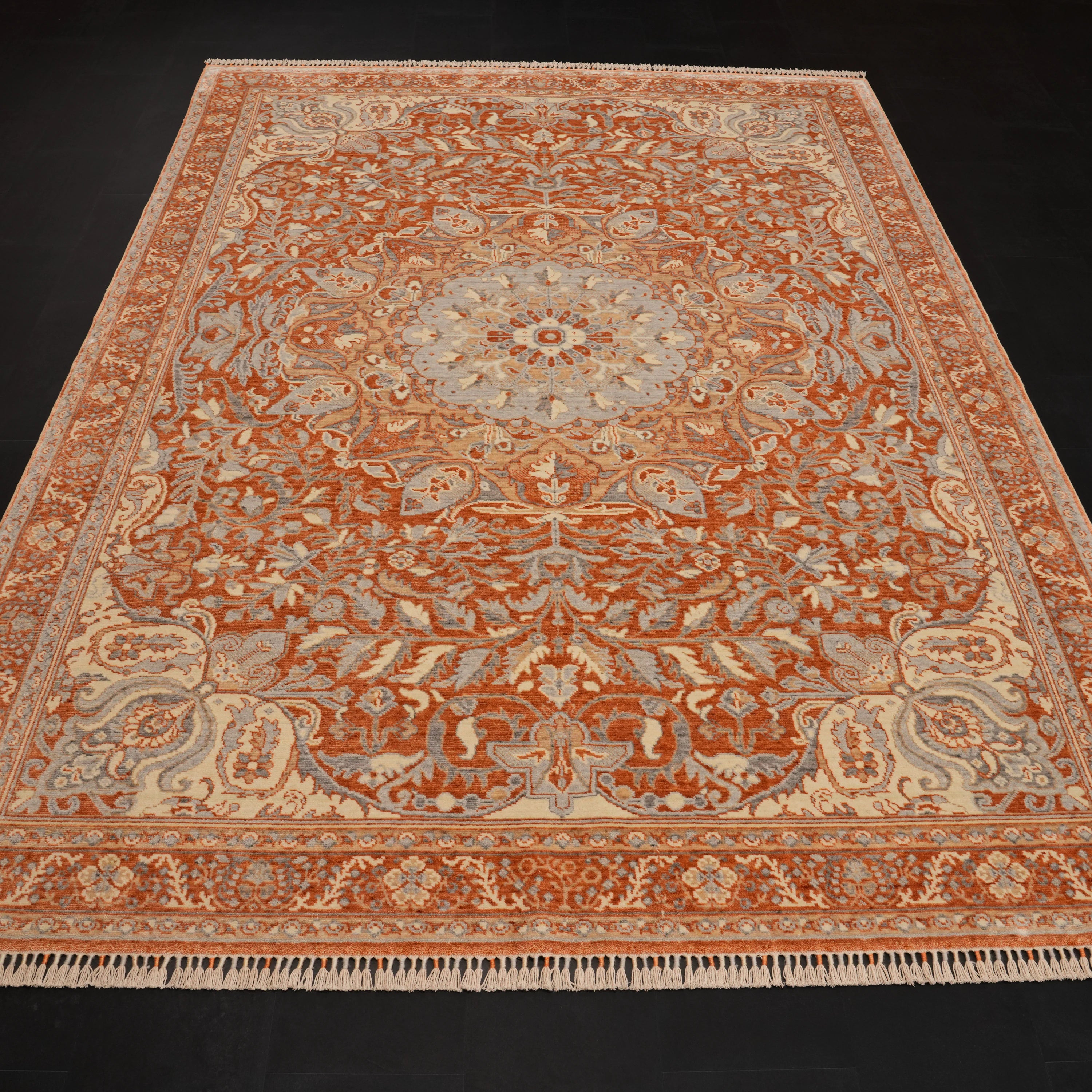 Zade Series Floral Patterned Terra Loom-Woven Natural Rug