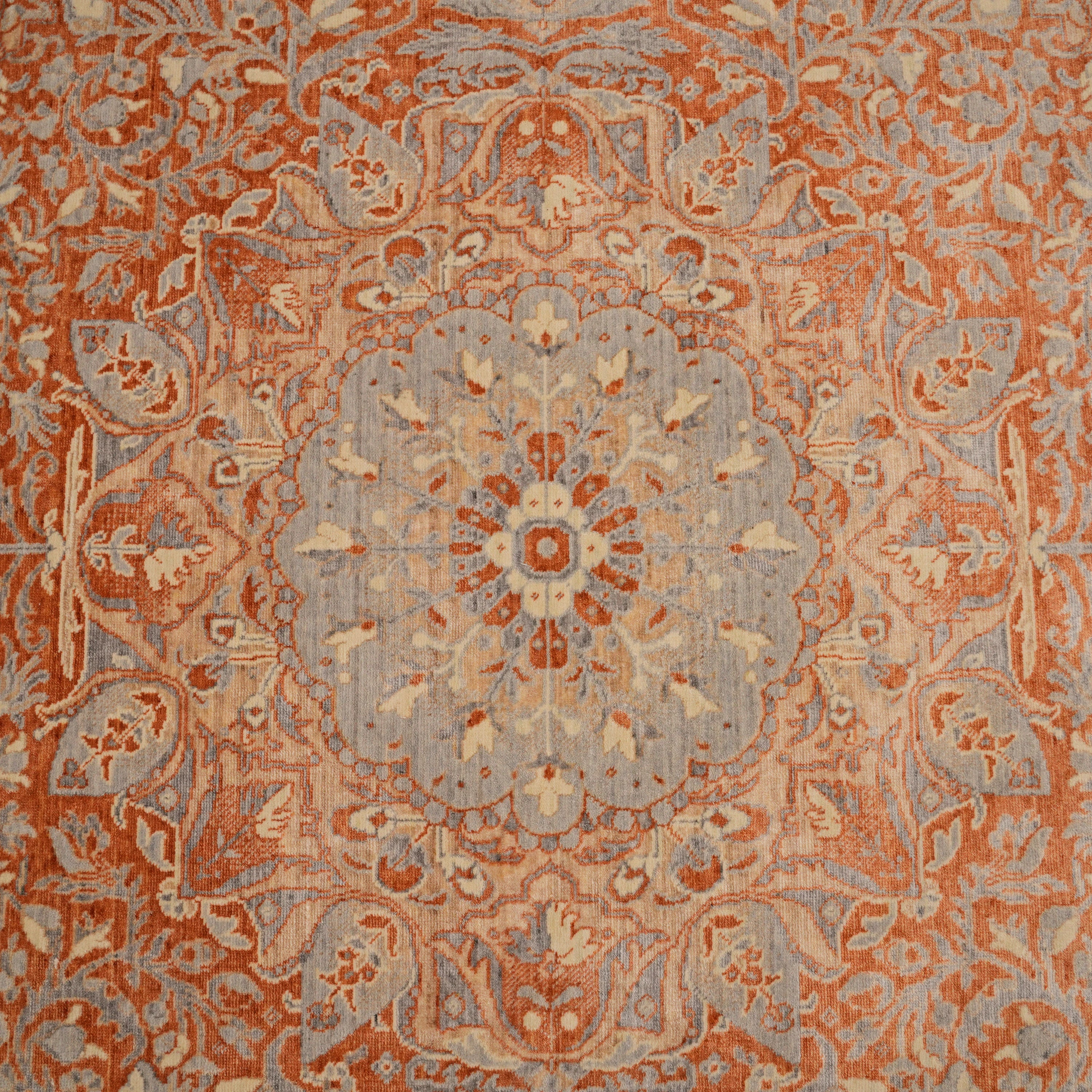 Zade Series Floral Patterned Terra Loom-Woven Natural Rug