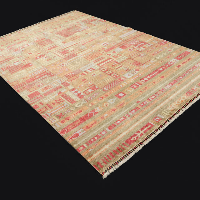 Zade Serisi Geometrik Desenli Rengarenk Tezgah Dokuma Halı, 200x300 cm — Halıcızade
