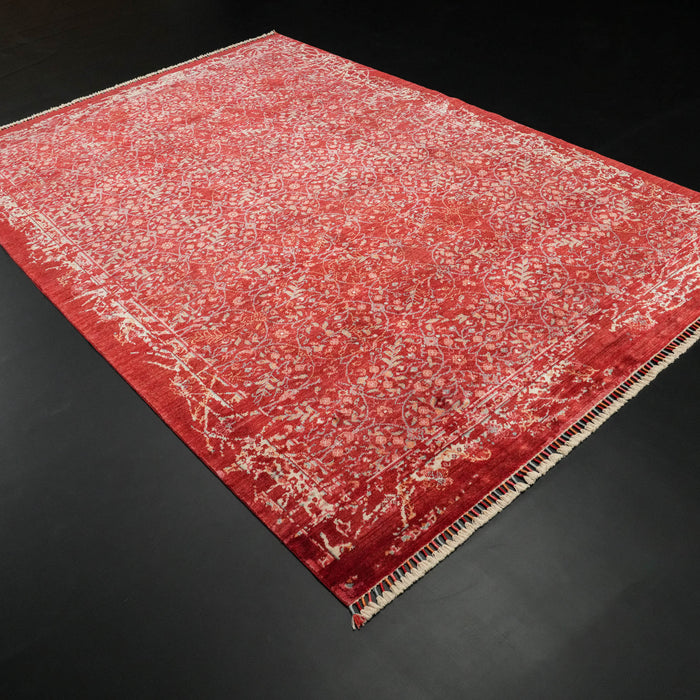 Zade serisi çiçek desenli tezgah dokuma halı, kırmızı, 90x150 cm — Halıcızade