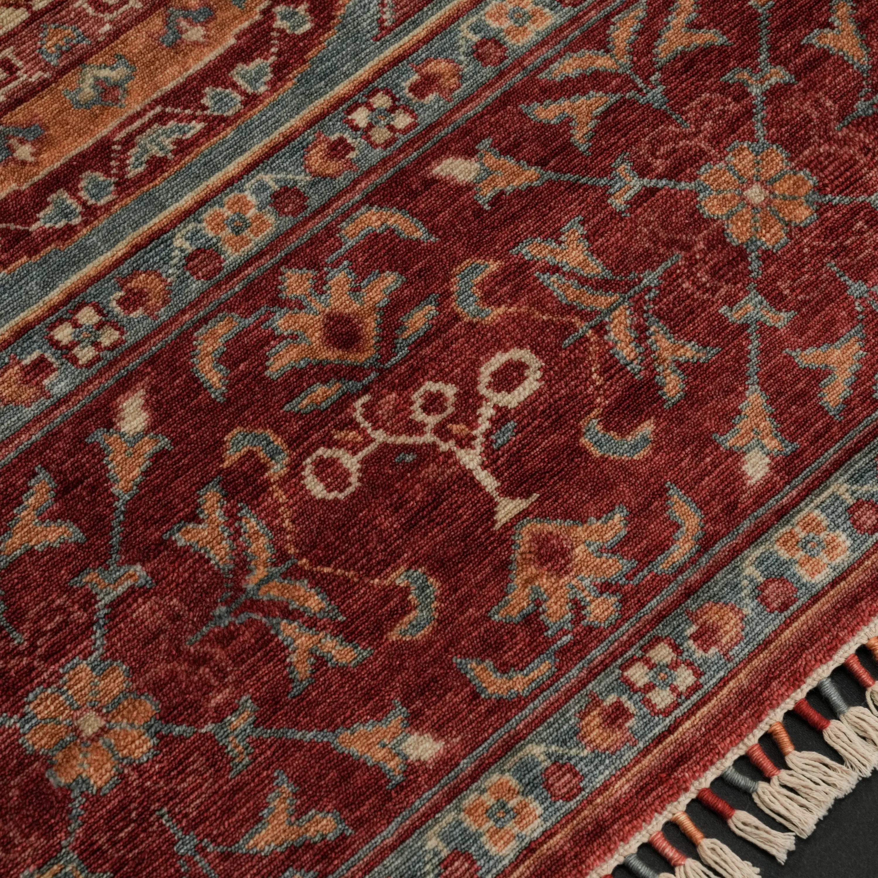 Zade Series Mamluk Pattern Blue Loom Woven Natural Rug