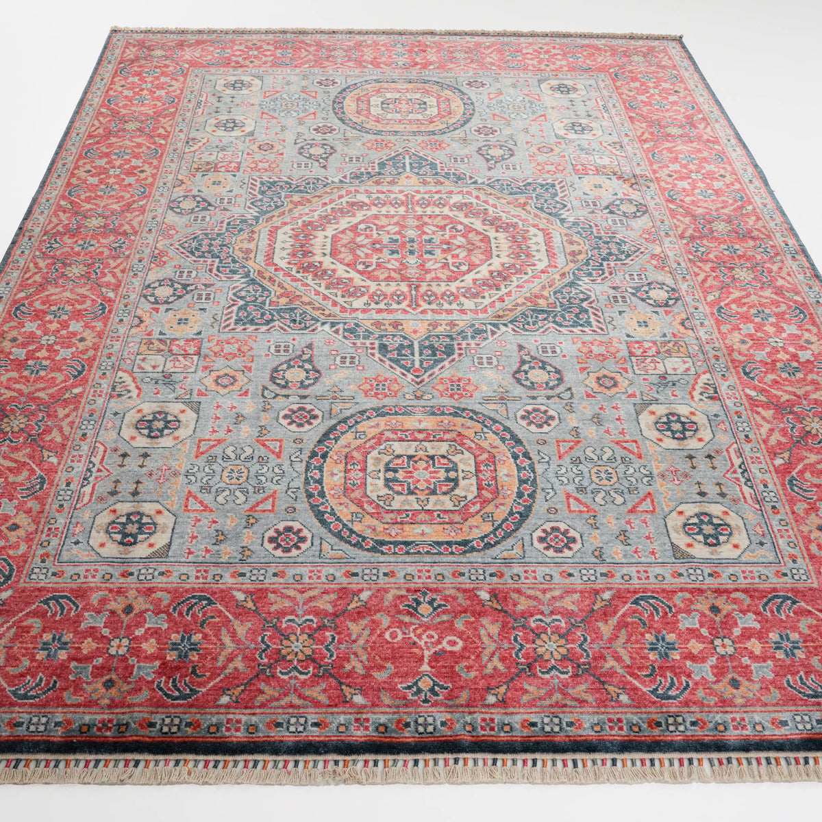 Zade Serisi Memlük Desenli Mavi Tezgah Dokuma Halı — 200x290 cm