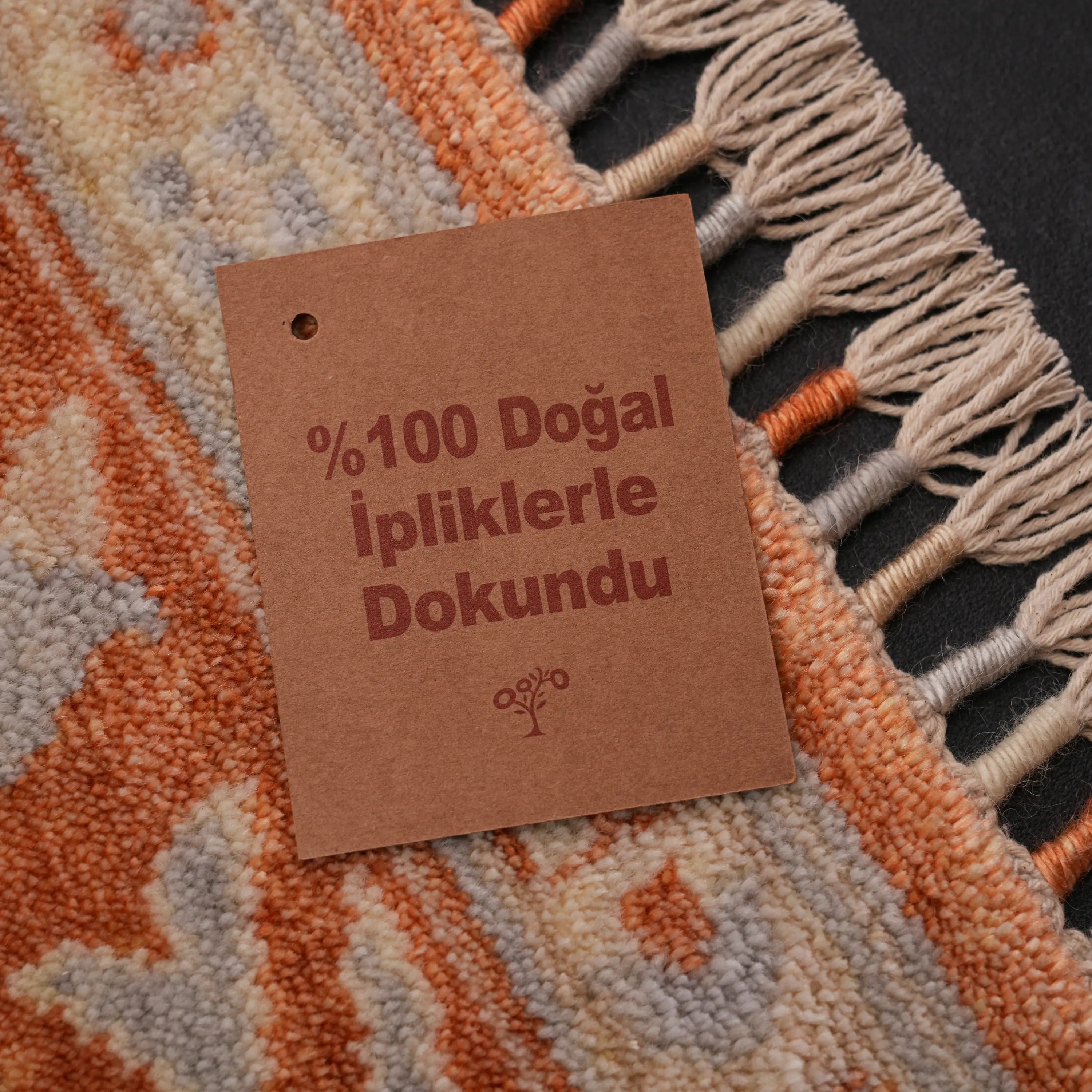 Zade Series Mamluk Patterned Terra Loom-Woven Natural Rug