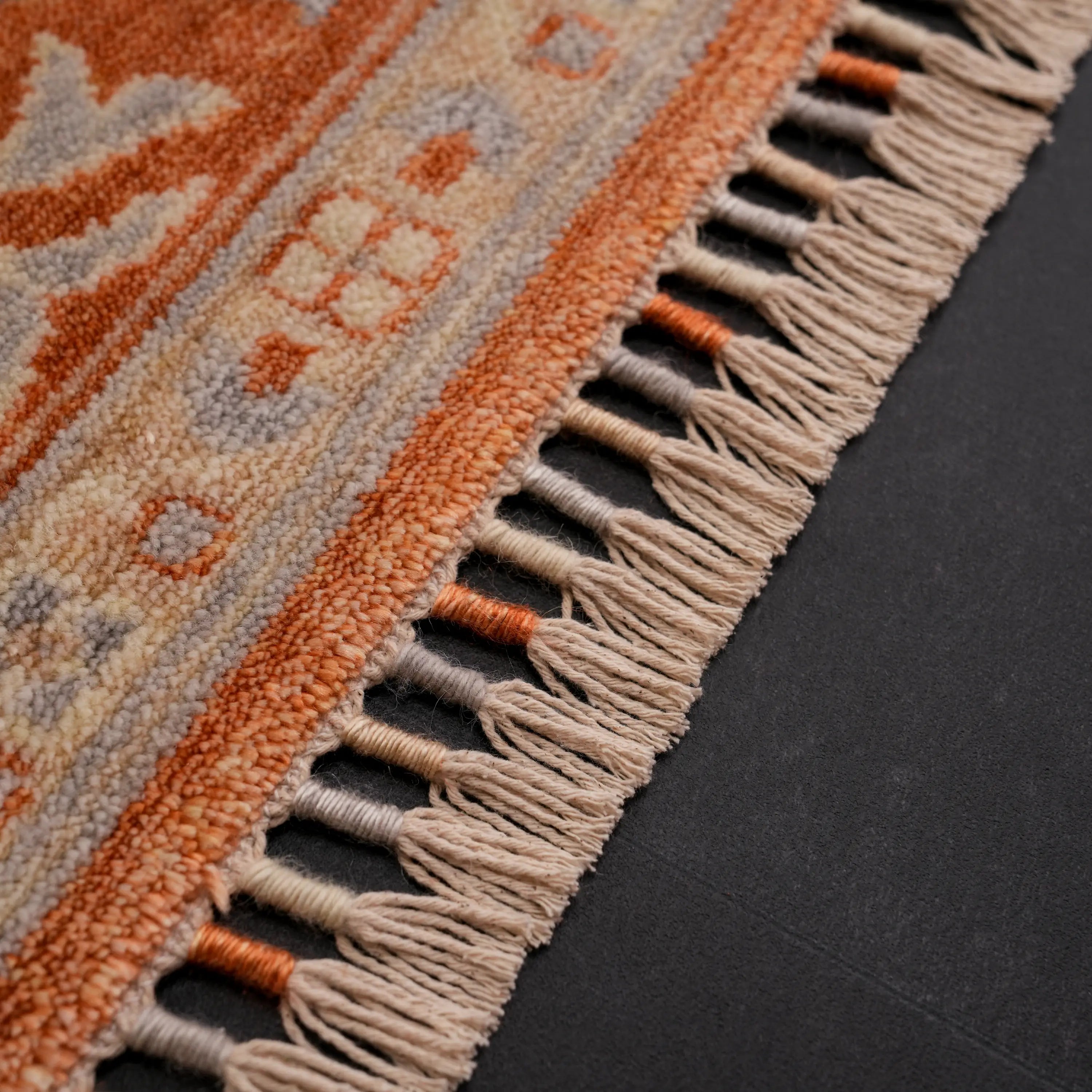 Zade Series Mamluk Patterned Terra Loom-Woven Natural Rug