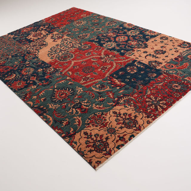Zade Serisi Patchwork Desenli Rengarenk Yün Tezgah Dokuma Halı, 200x300 cm — Halıcızade