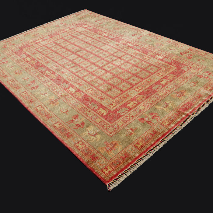 Zade Serisi Pazırık Desenli Kırmızı Tezgah Dokuma Doğal Halı, 130x190 – 200x300 cm — Halıcızade