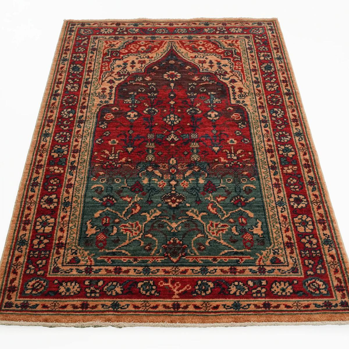Zade Serisi Rengarenk Yün Tezgah Dokuma Halı Seccade — 80x130 cm
