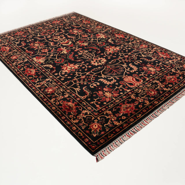 Zade Serisi Uşak Desenli Doğal Lacivert Tezgah Dokuma Halı, 170x240 – 200x300 cm — Halıcızade