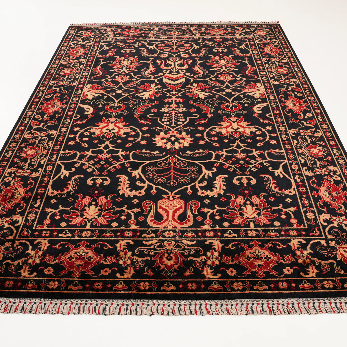 Zade Serisi Uşak Desenli Doğal Lacivert Tezgah Dokuma Halı — 170x240, 200x300 cm