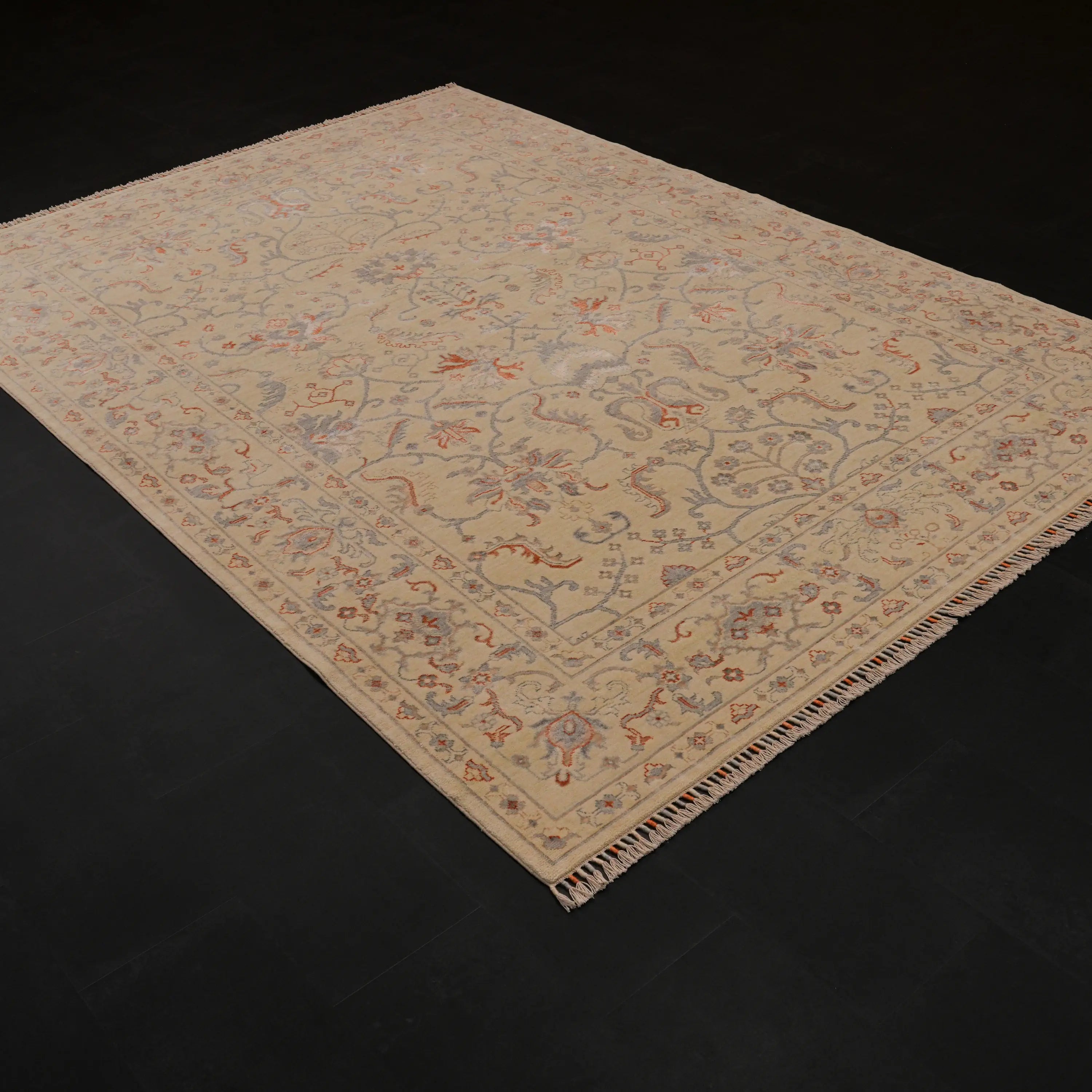 Zade Series Uşak Patterned Cream Loom-Woven Natural Rug