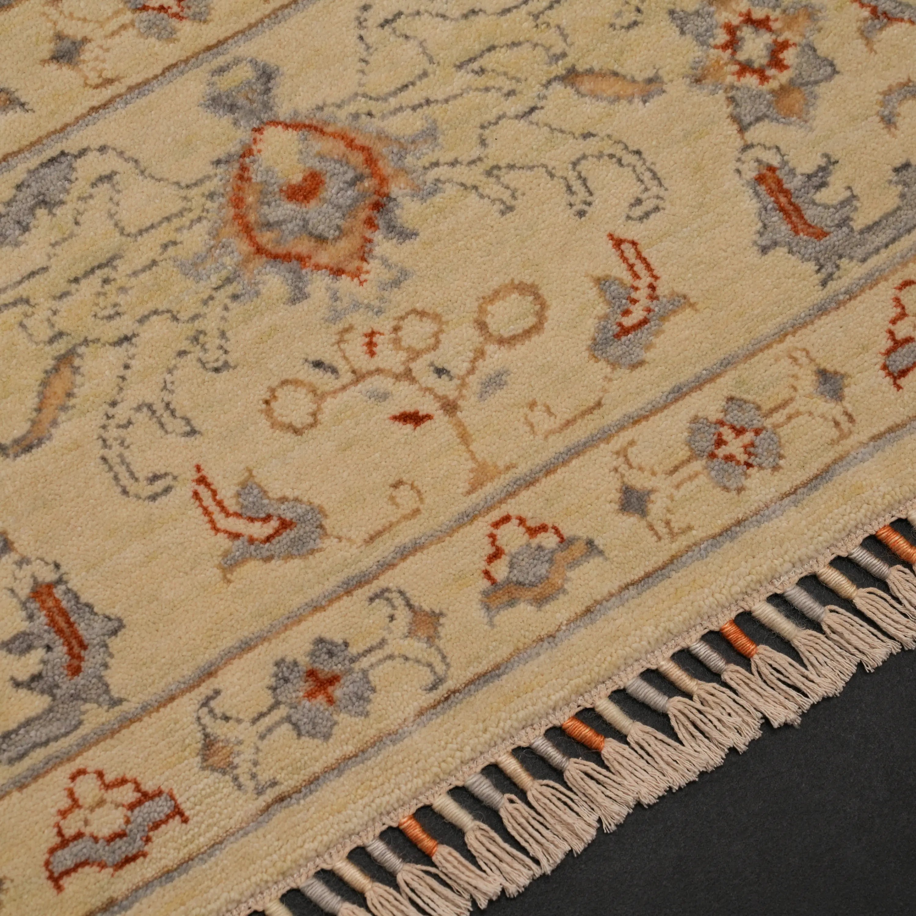 Zade Series Uşak Patterned Cream Loom-Woven Natural Rug