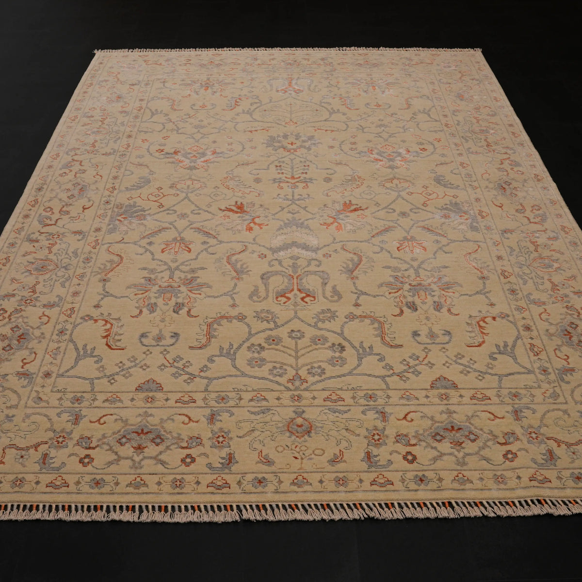 Zade Serisi Uşak Desenli Krem Tezgah Dokuma Doğal Halı — 200x290 cm
