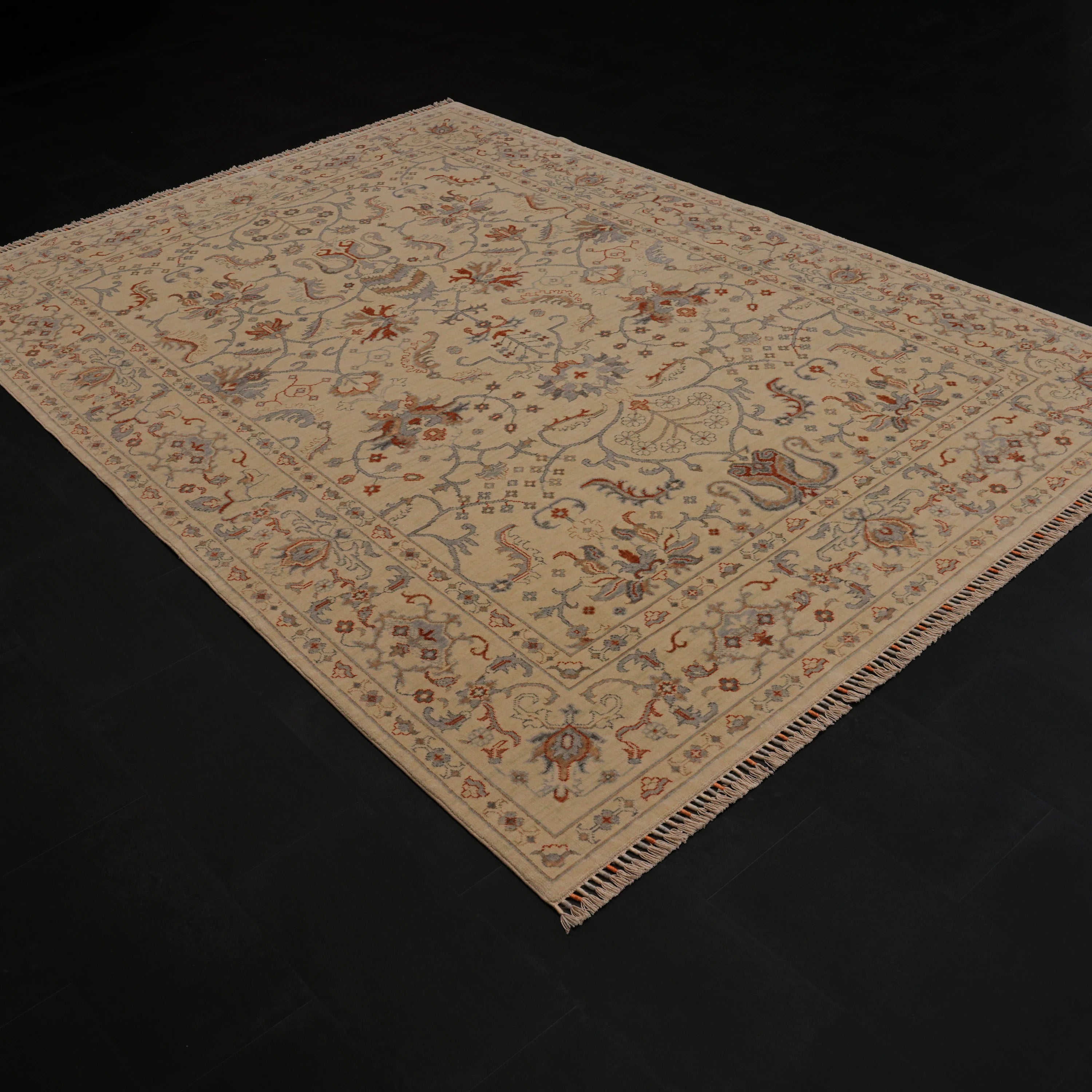 Zade Series Uşak Patterned Cream Loom-Woven Natural Rug