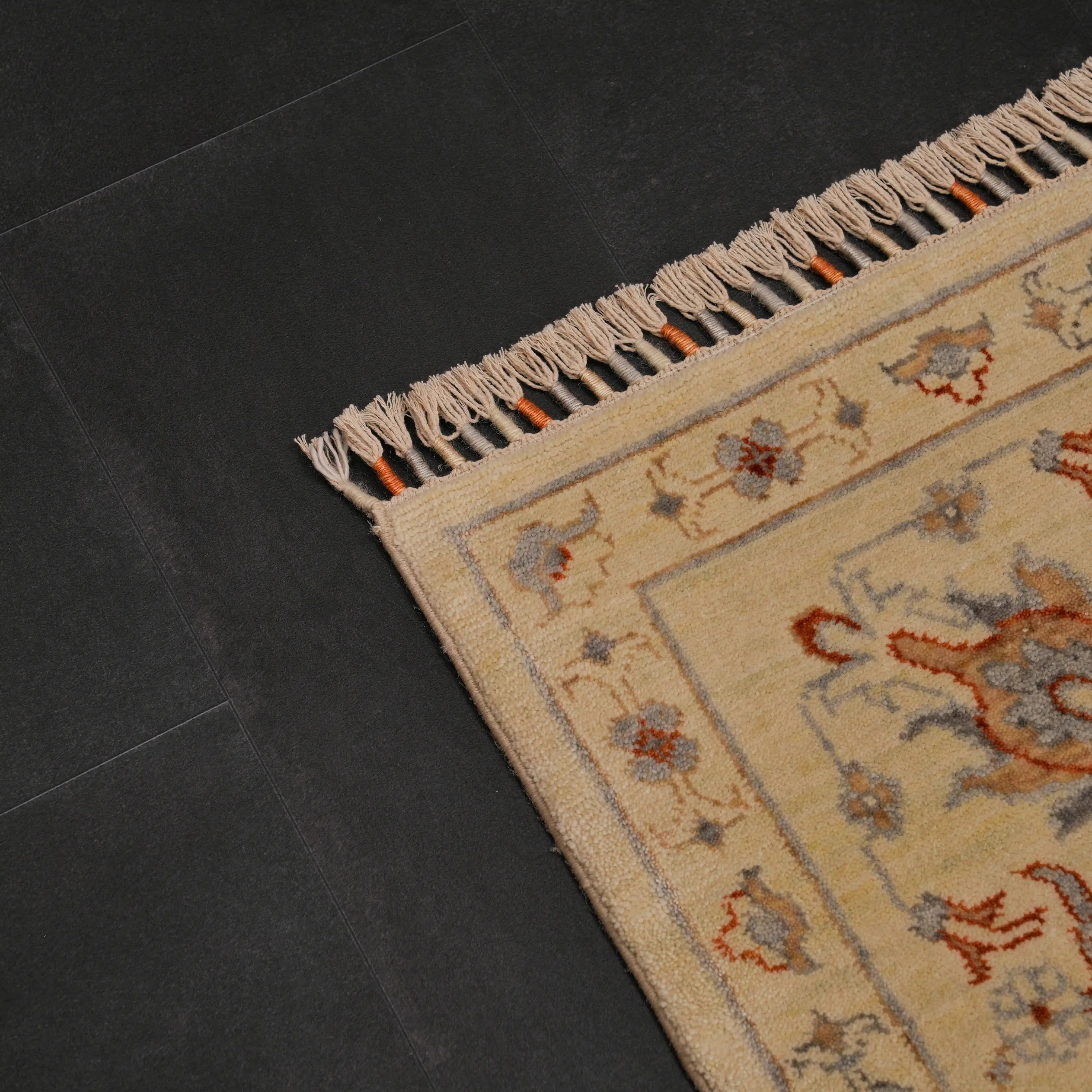 Zade Series Uşak Patterned Cream Loom-Woven Natural Rug