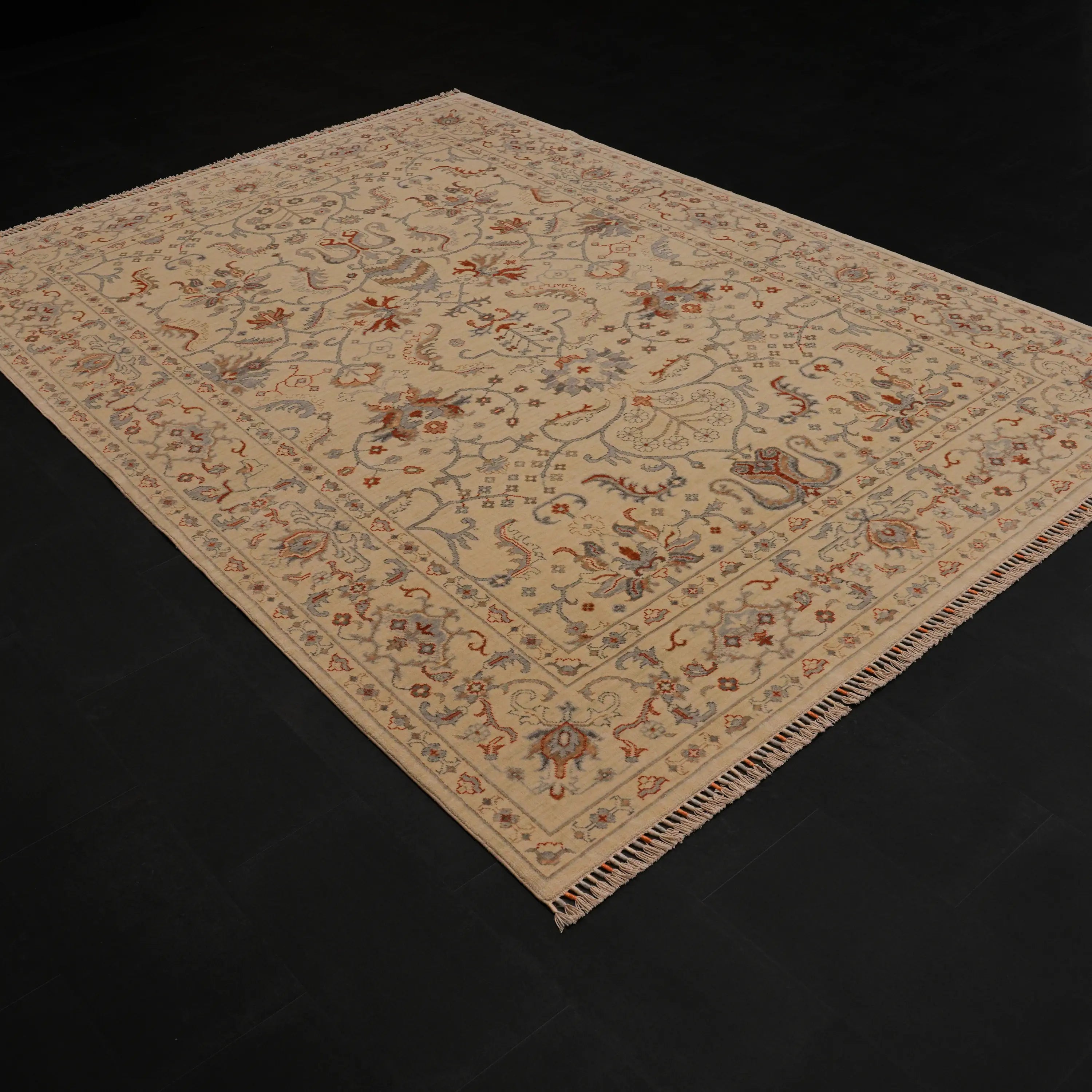 Zade Series Uşak Patterned Cream Loom-Woven Natural Rug