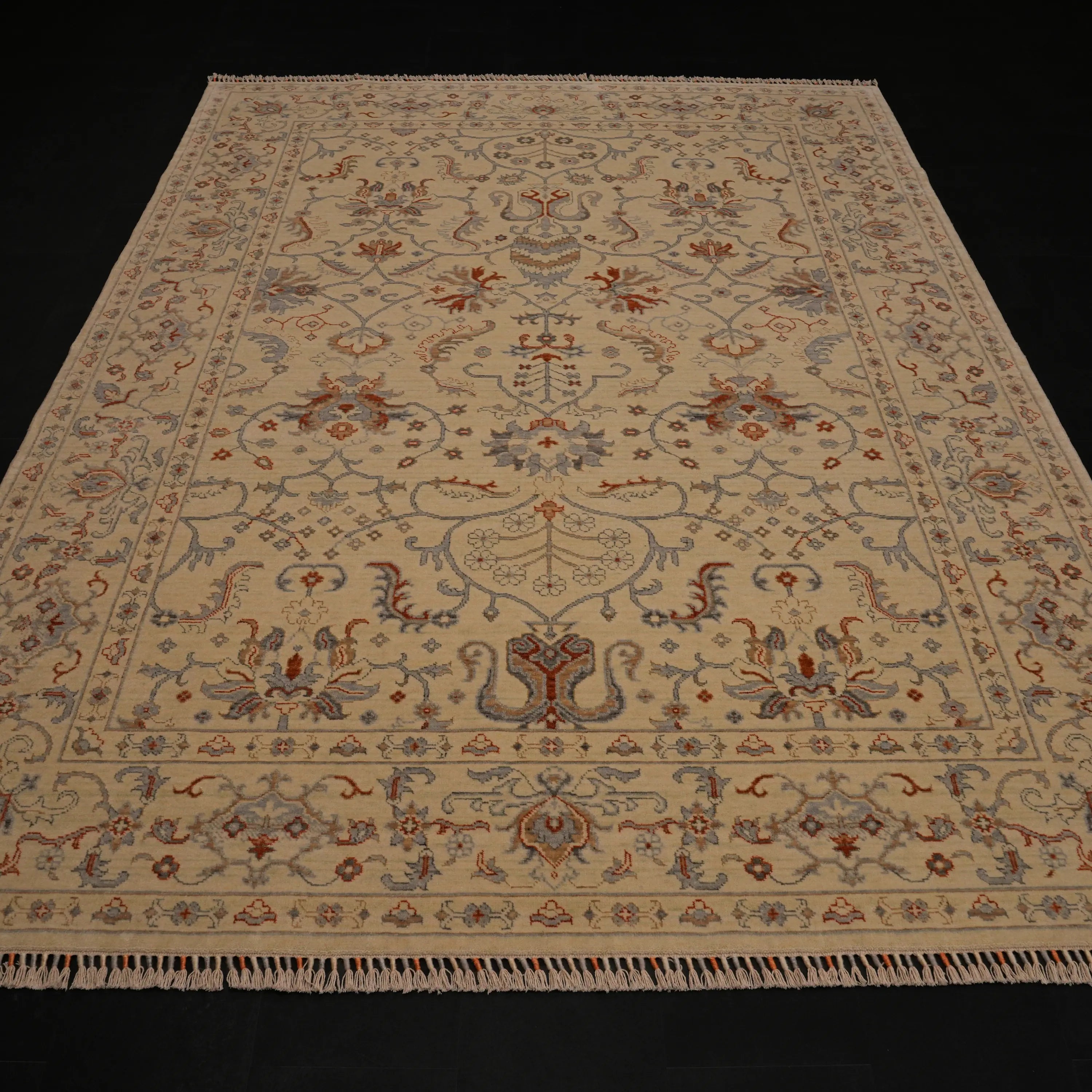 Zade Series Uşak Patterned Cream Loom-Woven Natural Rug