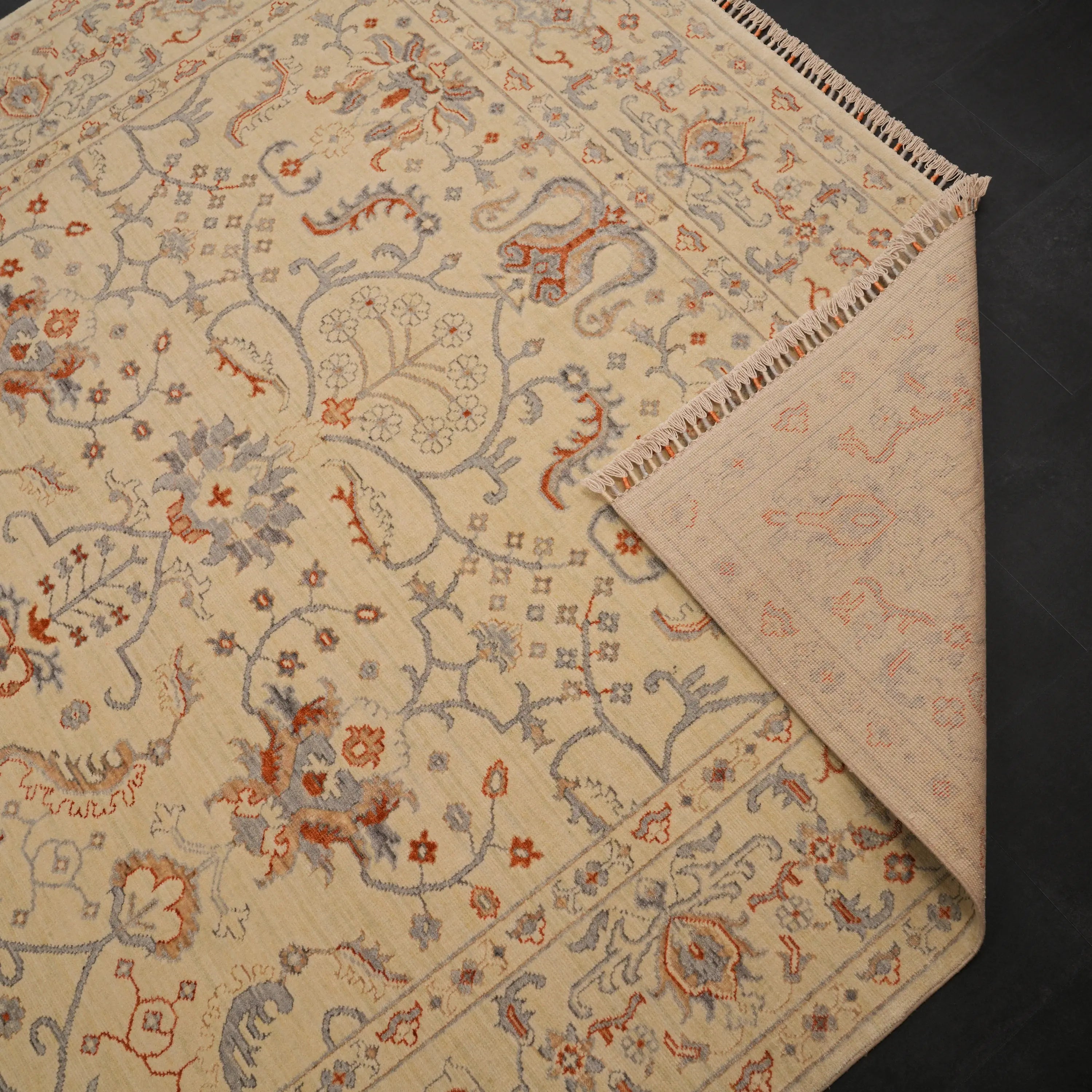 Zade Series Uşak Patterned Cream Loom-Woven Natural Rug