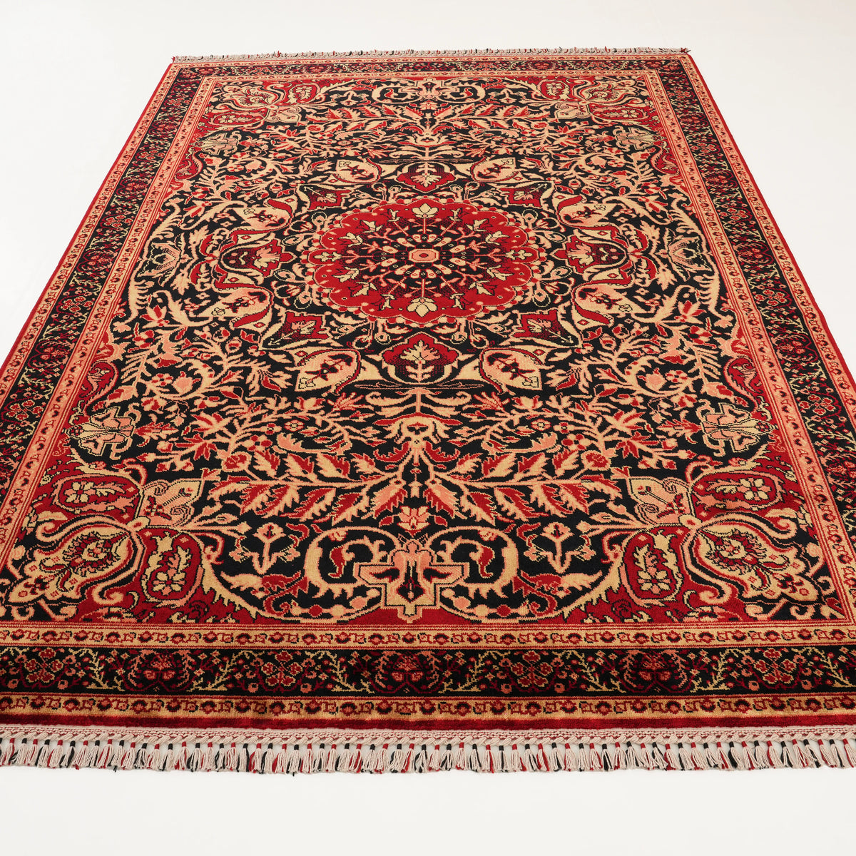 Zade Serisi Uşak Desenli Lacivert Doğal Tezgah Dokuma Halı — 200x300 cm