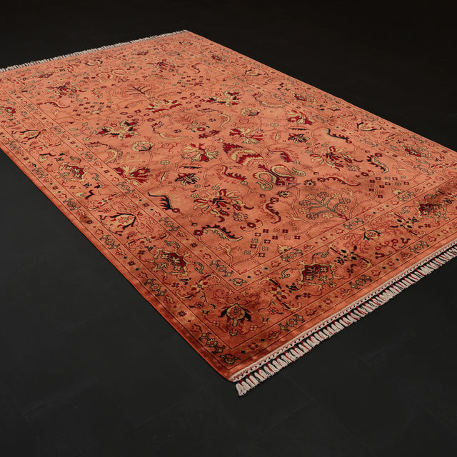Zade Serisi Uşak Desenli Turuncu Doğal Tezgah Dokuma Halı, 200x300 cm — Halıcızade