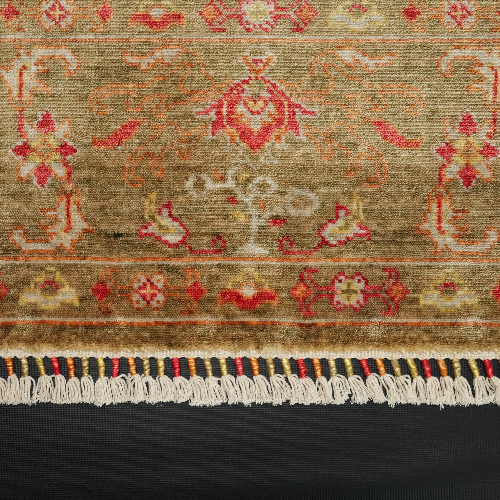 Zade Series Uşak Patterned Green Loom Woven Natural Carpet