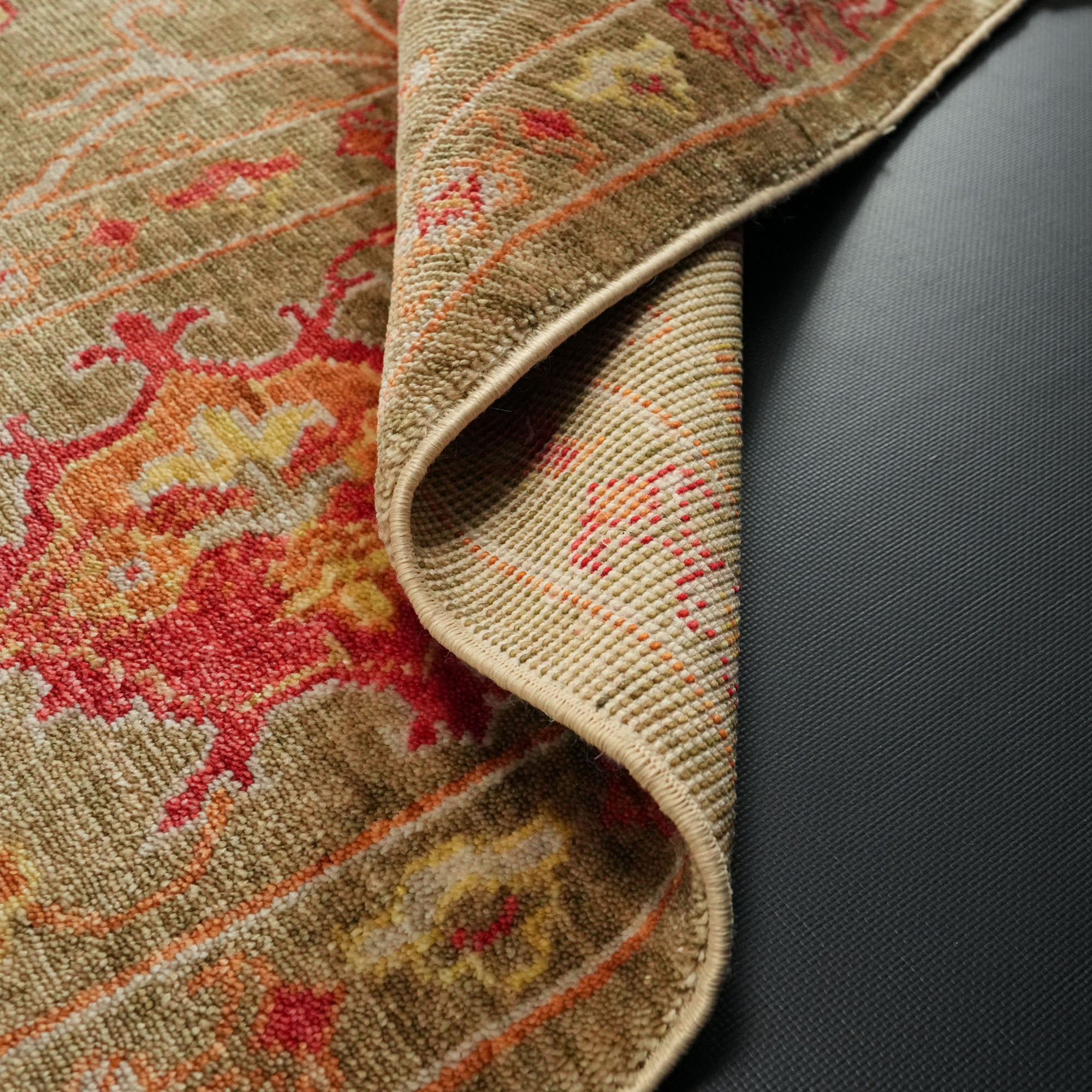 Zade Series Uşak Patterned Green Loom Woven Natural Carpet