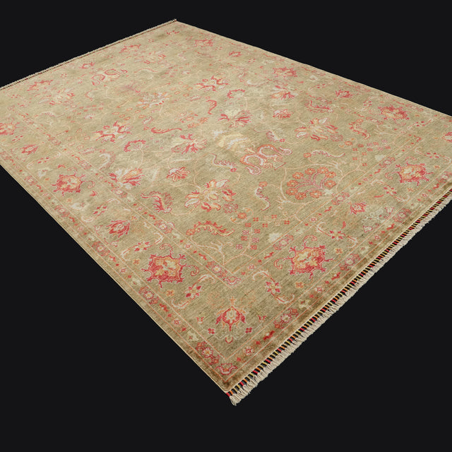 Zade Serisi Uşak Desenli Yeşil Tezgah Dokuma Doğal Halı, 130x190 – 200x300 cm — Halıcızade