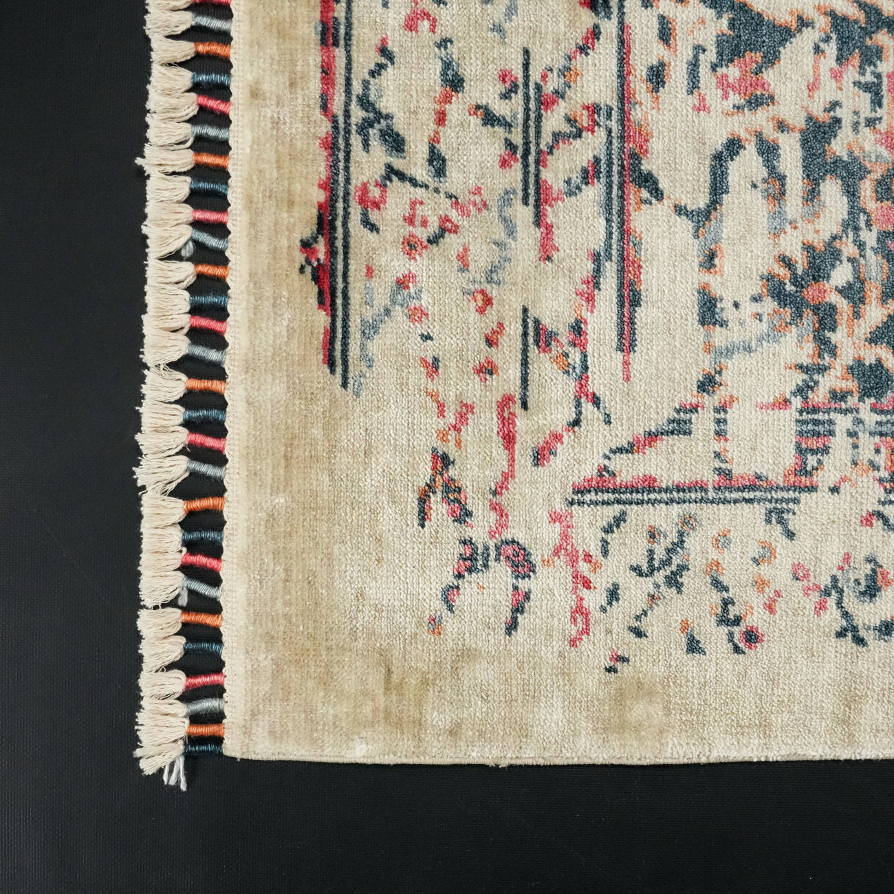Zade Serisi Vintage Desenli Mavi Tezgah Dokuma Halı — tencel