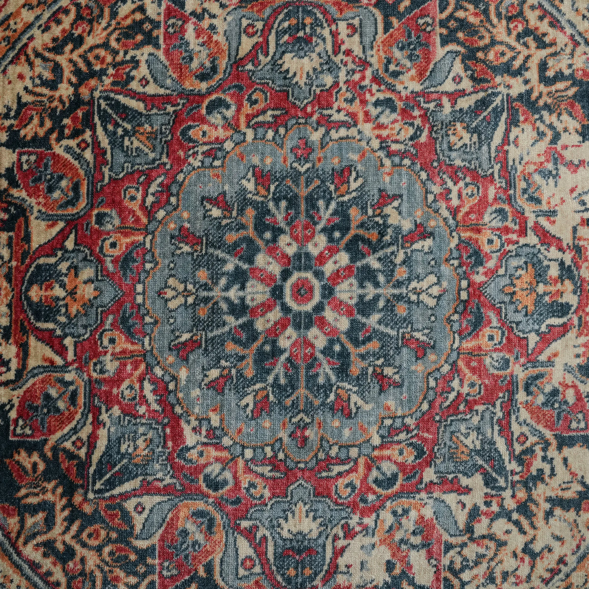 Zade Serisi Vintage Desenli Rengarenk Tencel Tezgah Dokuma Halı — oturma odası halısı