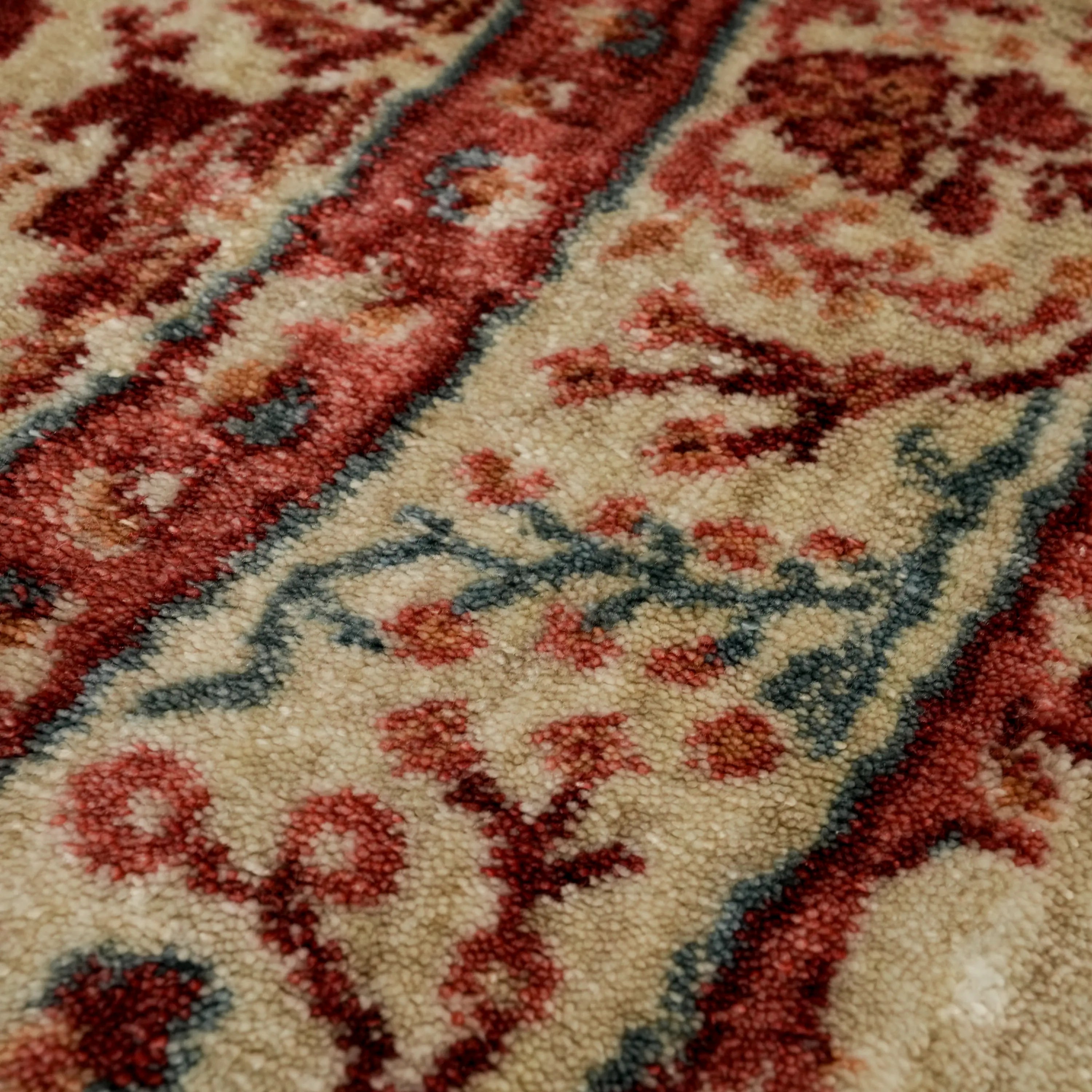 Zade Series Vintage Patterned Round Red Loom Woven Rug