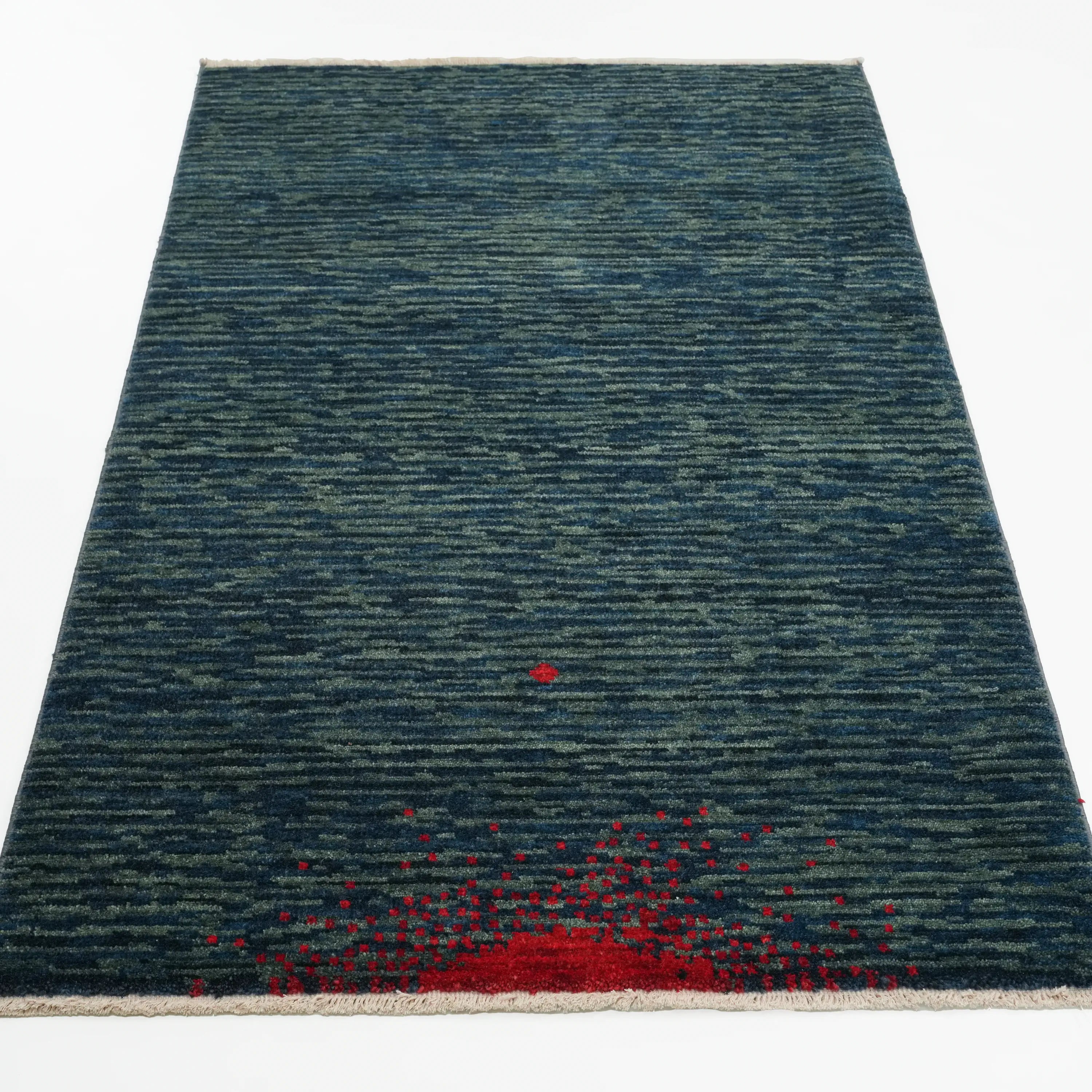 Zade Series Wool Navy Blue Loom Woven Rug Prayer Mat